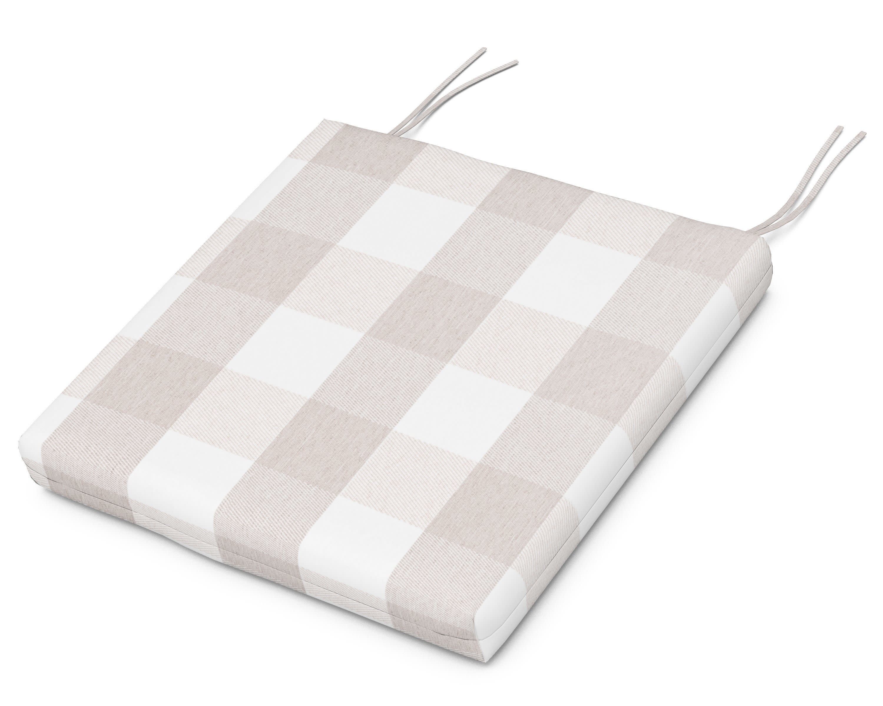 Seat Cushion - 17.5"D x 20"W x 2.5"H in Buffalo Plaid Dune Burlap