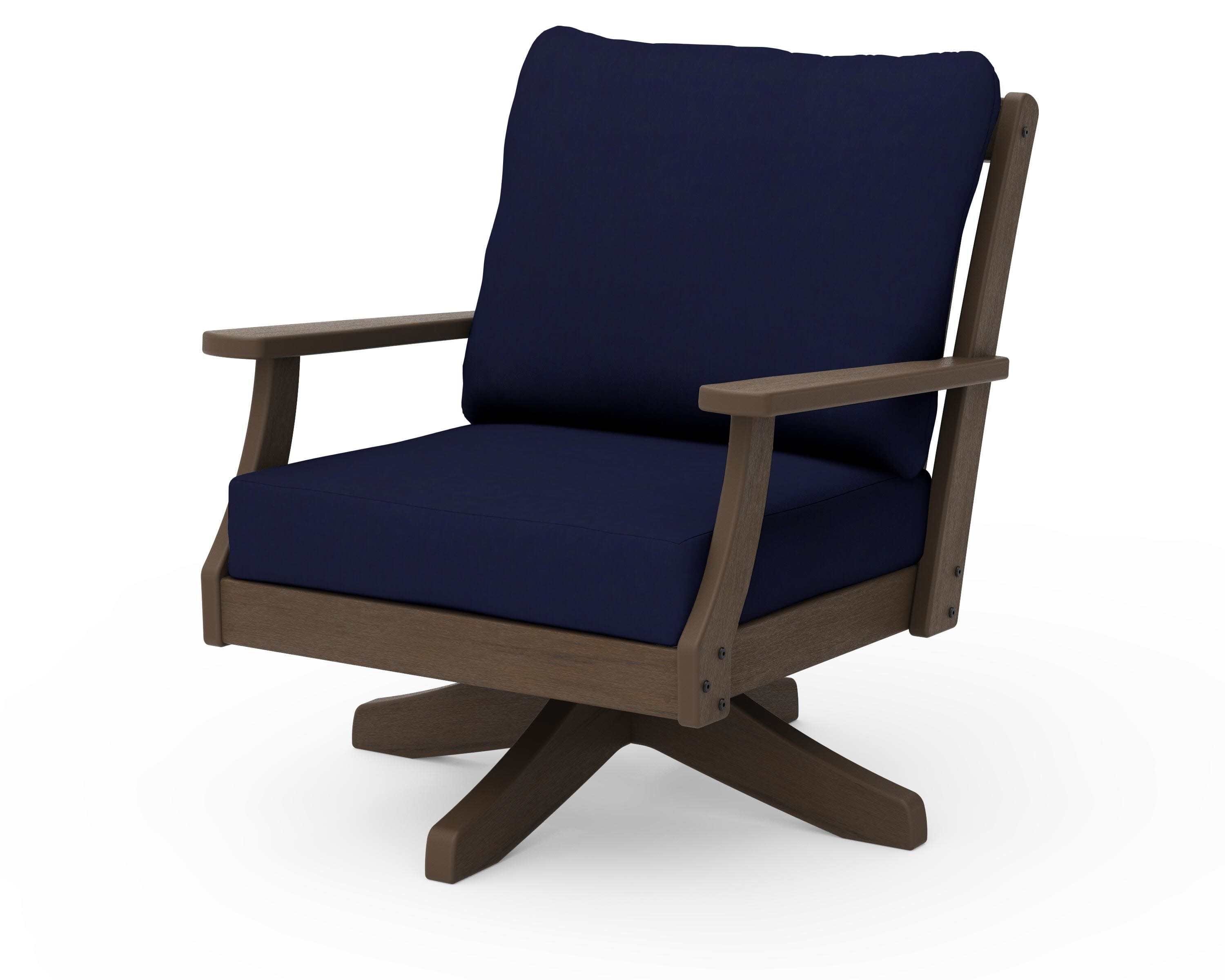 Braxton Deep Seating Swivel Chair in Kona / Navy