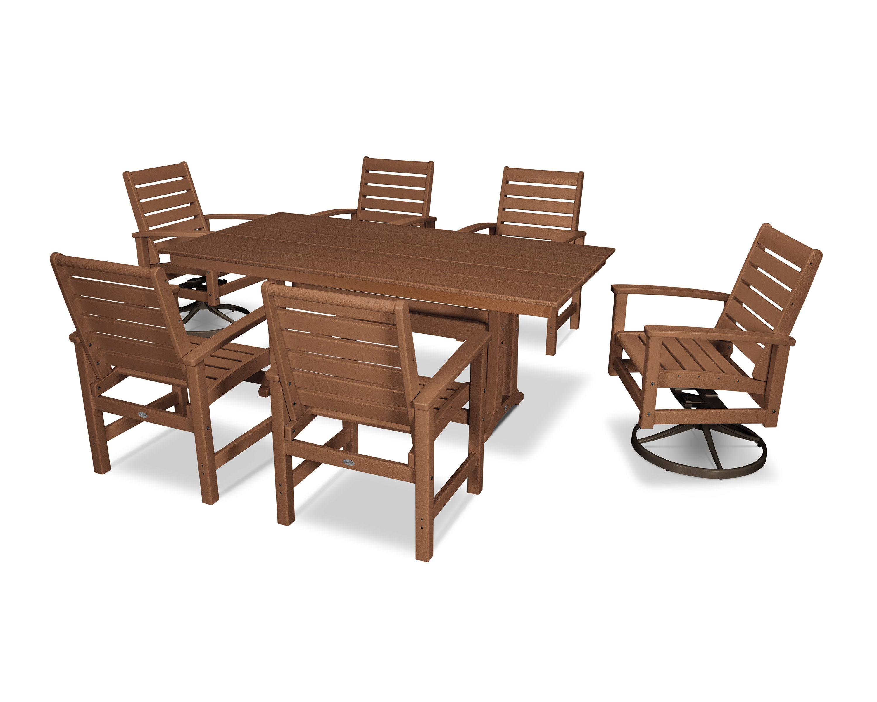 7 Piece Signature Dining Set in Textured Bronze / Teak