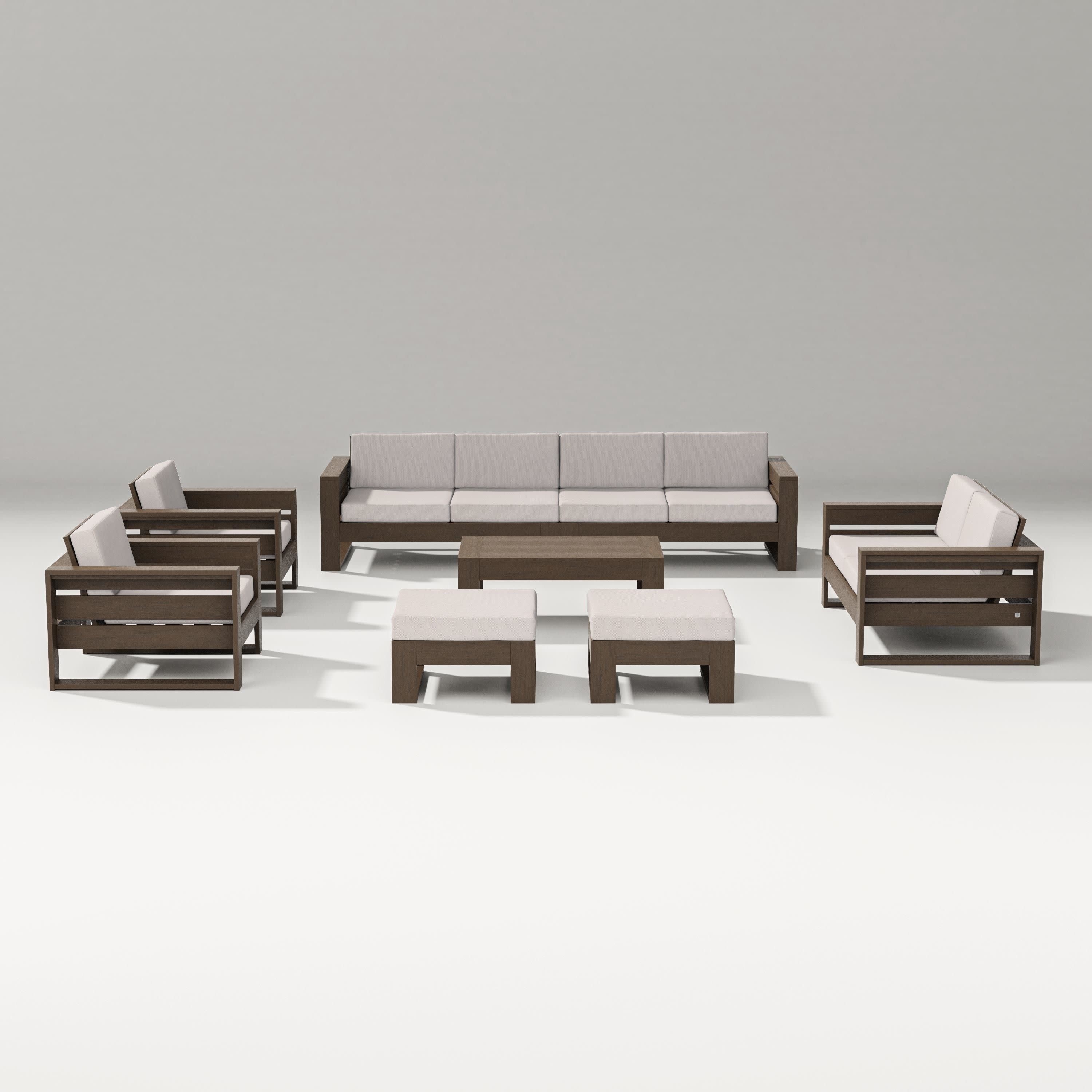 Latitude 8-Piece Lounge Sofa Set in Kona / Dune Burlap