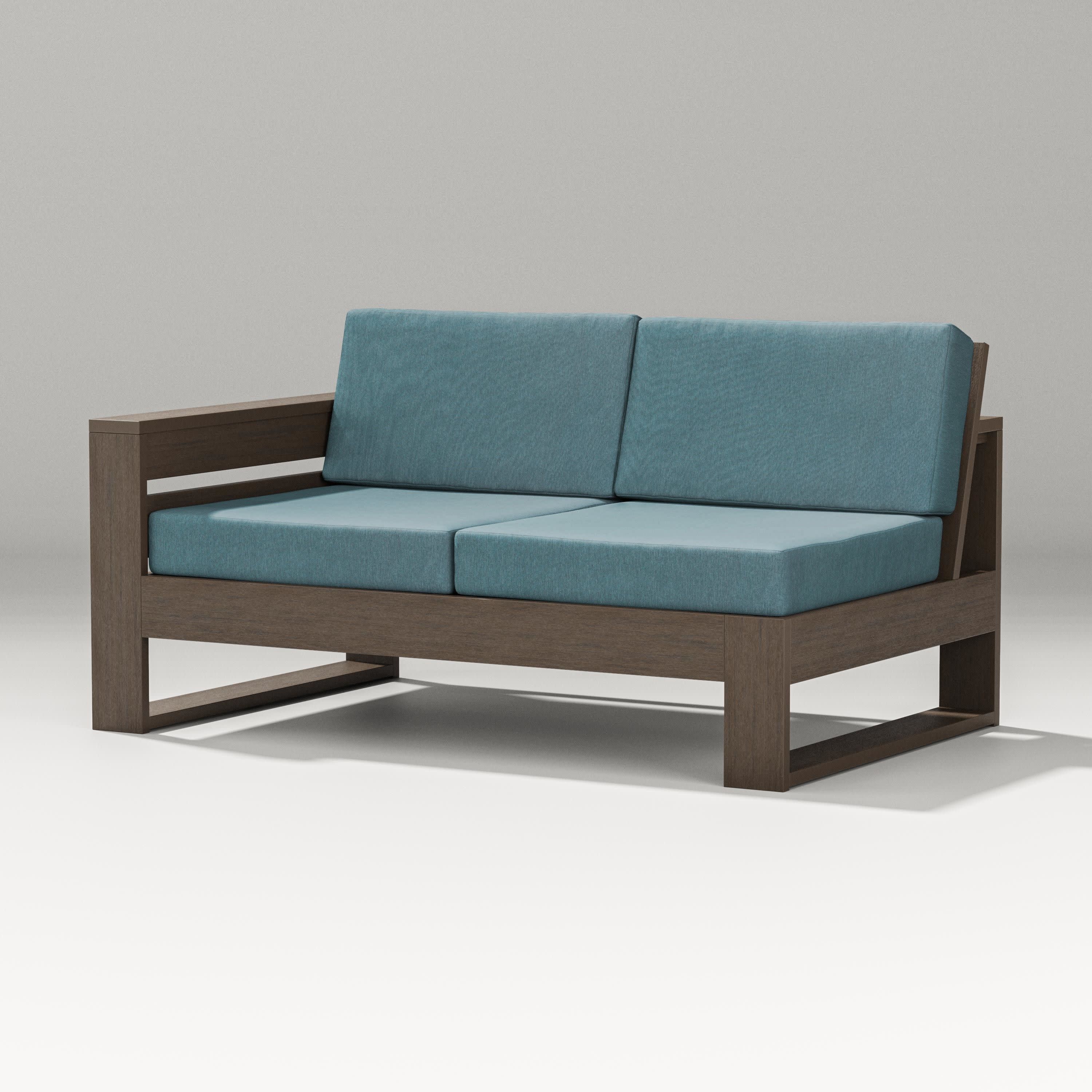 Latitude Modular Left Arm Loveseat in Kona / Ocean Teal