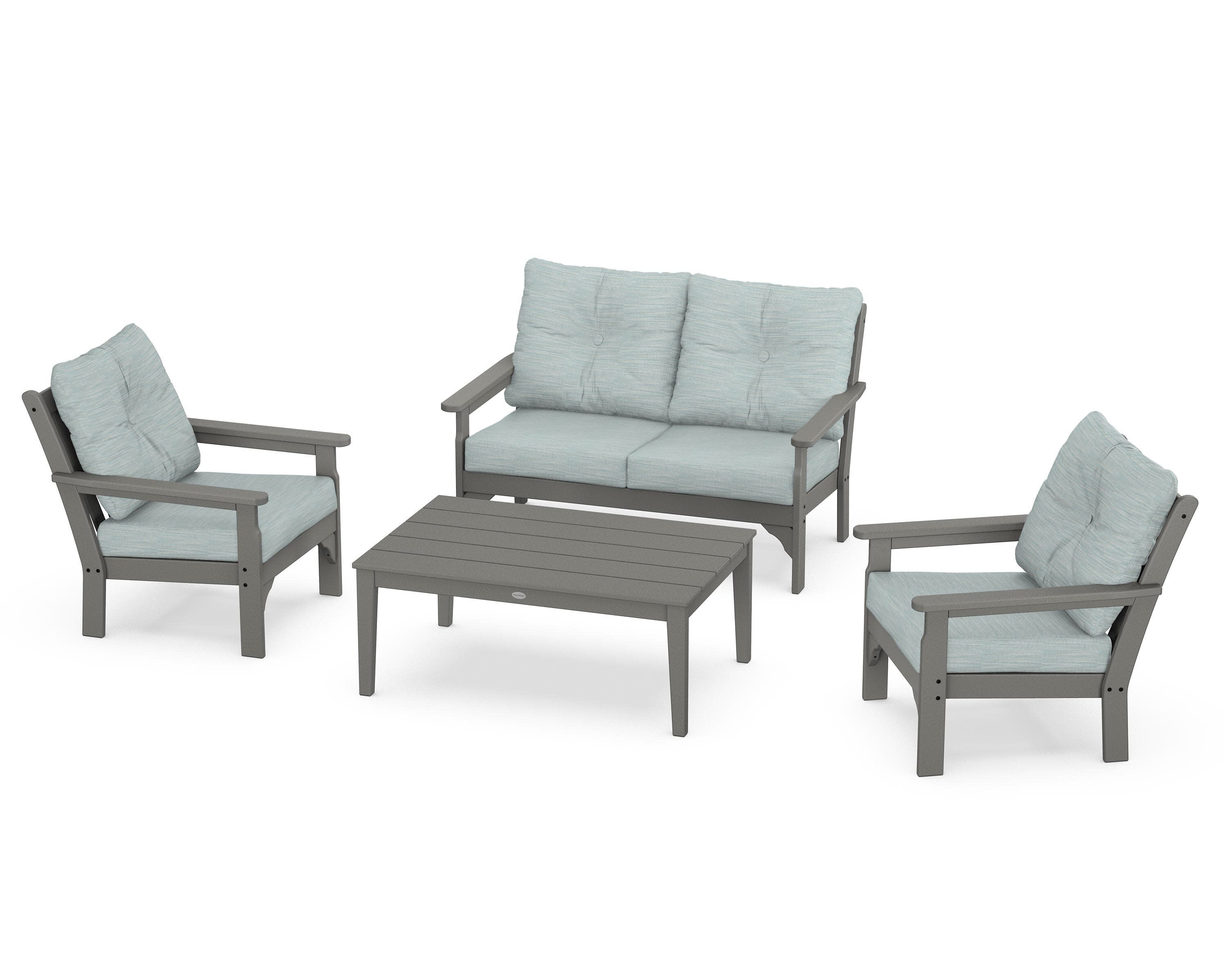 Vineyard 4-Piece Deep Seating Set in Slate Grey / Soothe Mist