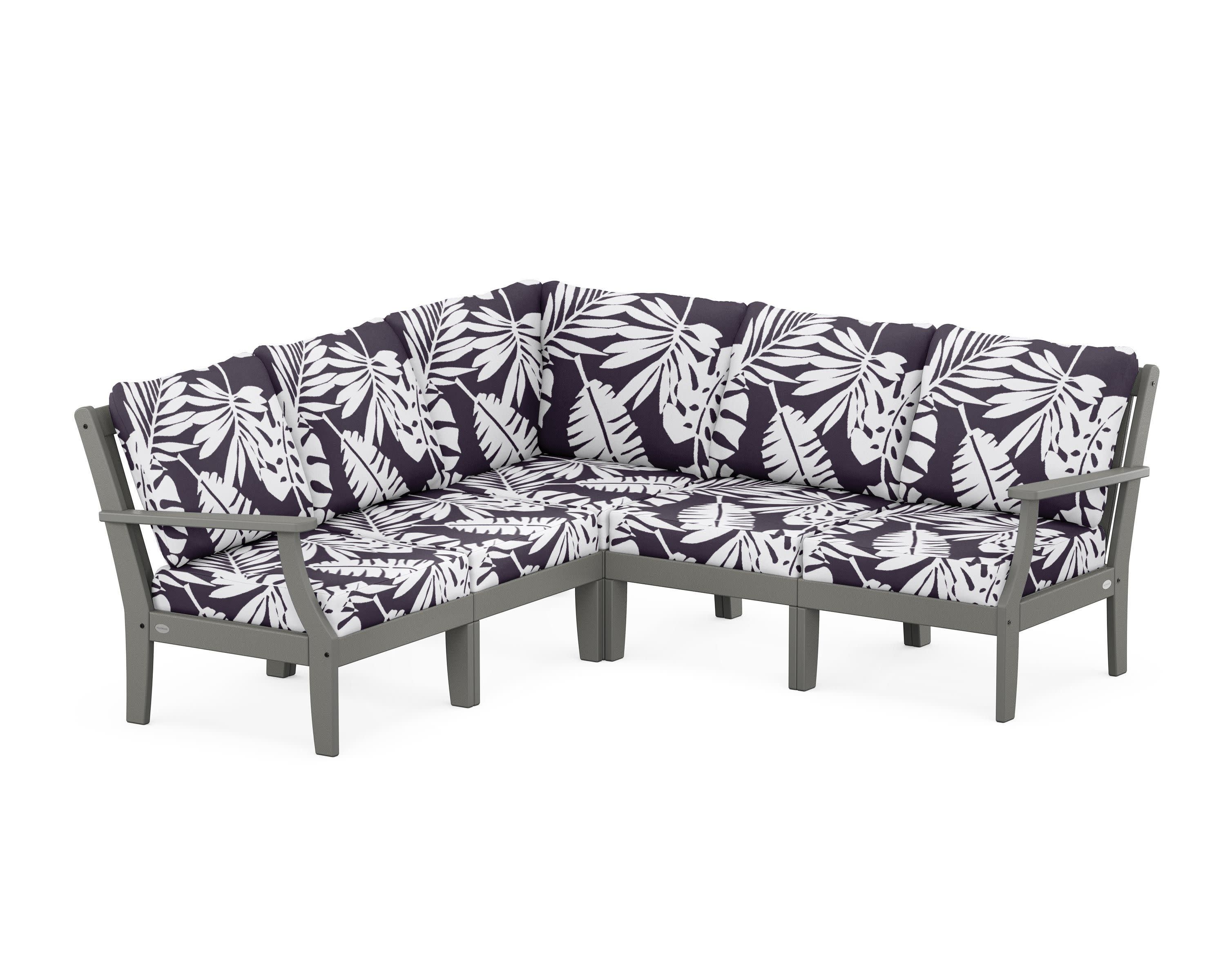 Braxton Modular 5-Piece Deep Seating Set in Slate Grey / Leaf Navy