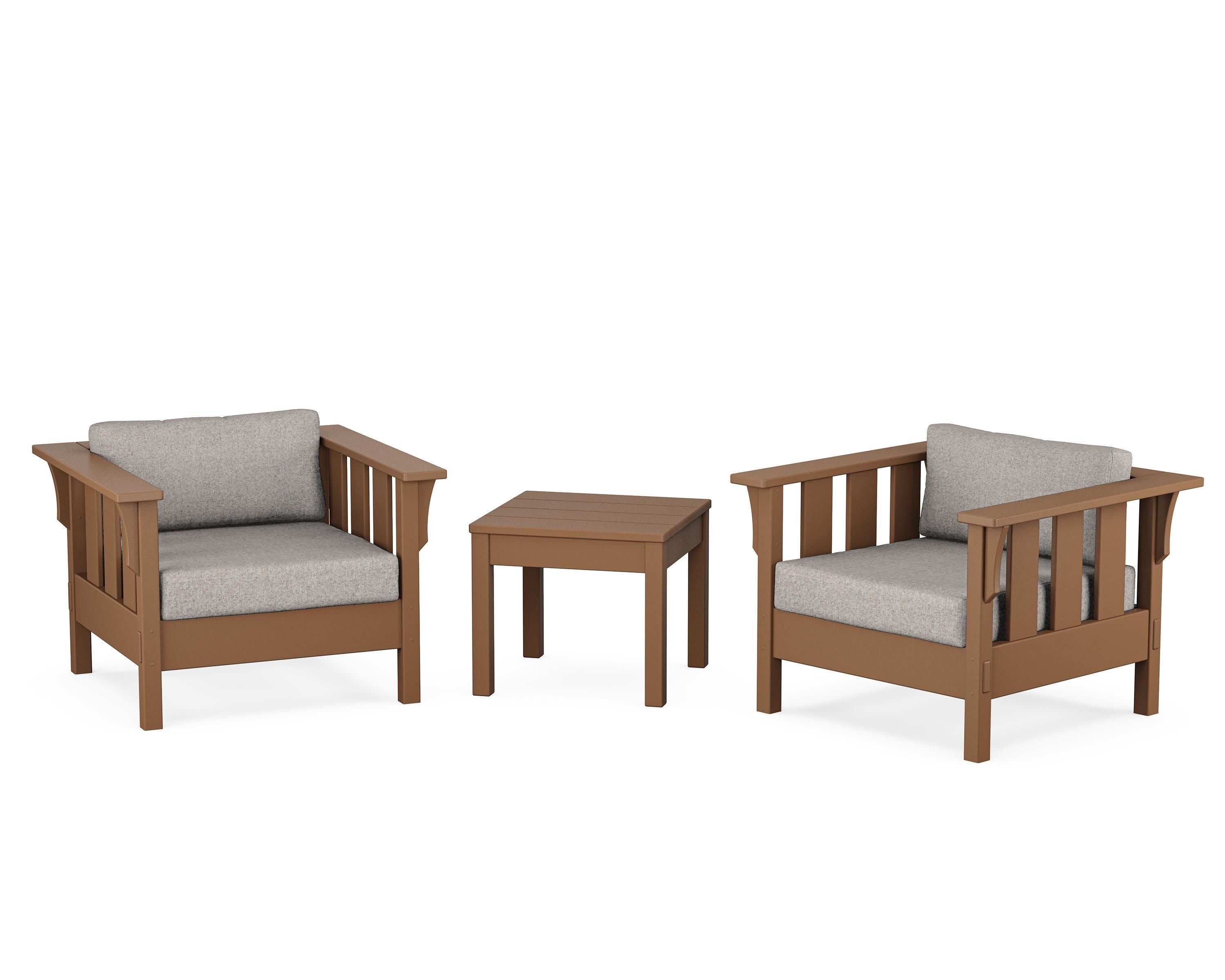 Acadia 3-Piece Deep Seating Set in Teak / Weathered Tweed