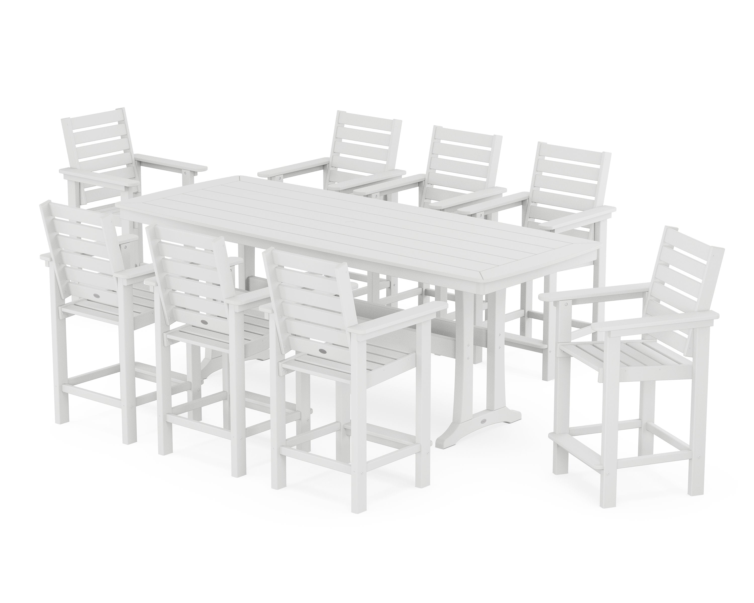 Captain 9-Piece Counter Set with Trestle Legs in White