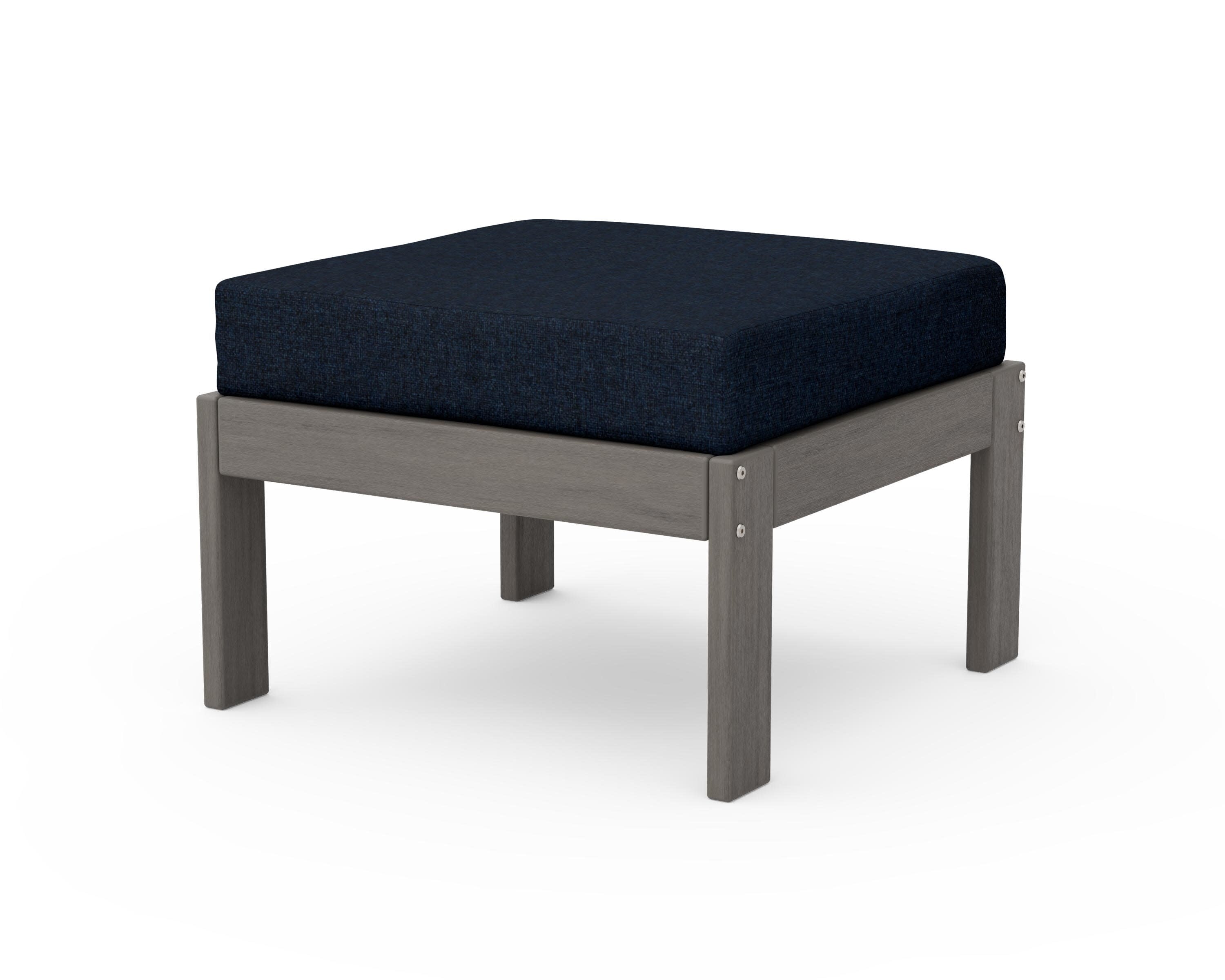 Vineyard Modular Ottoman in Driftwood / Marine Indigo