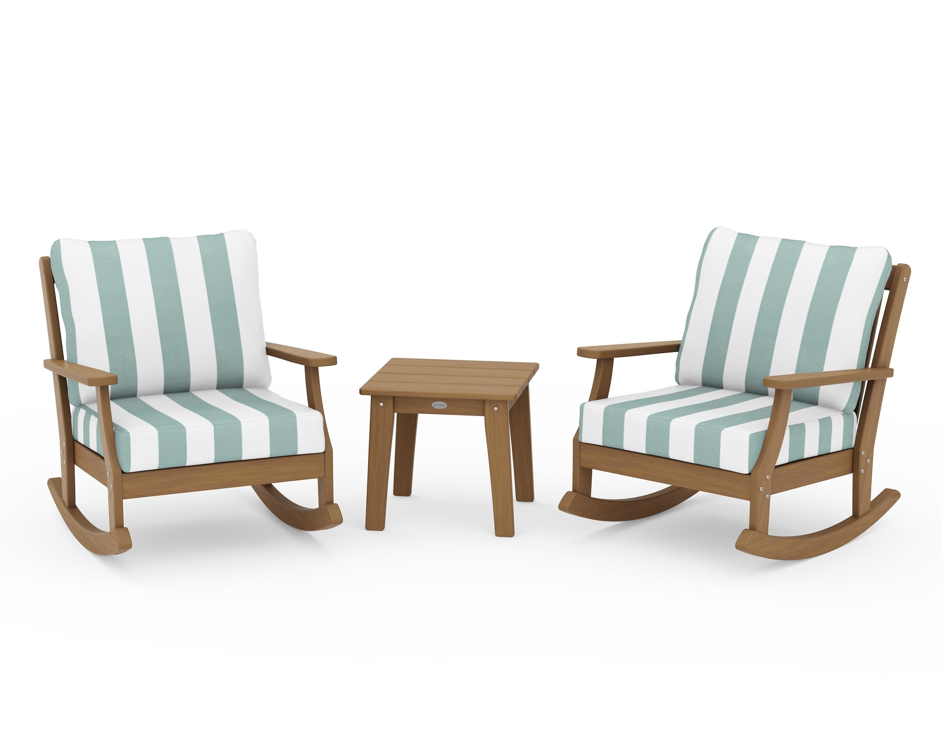 Braxton 3-Piece Deep Seating Rocker Set in Natural / Cabana Stripe Glacier Spa