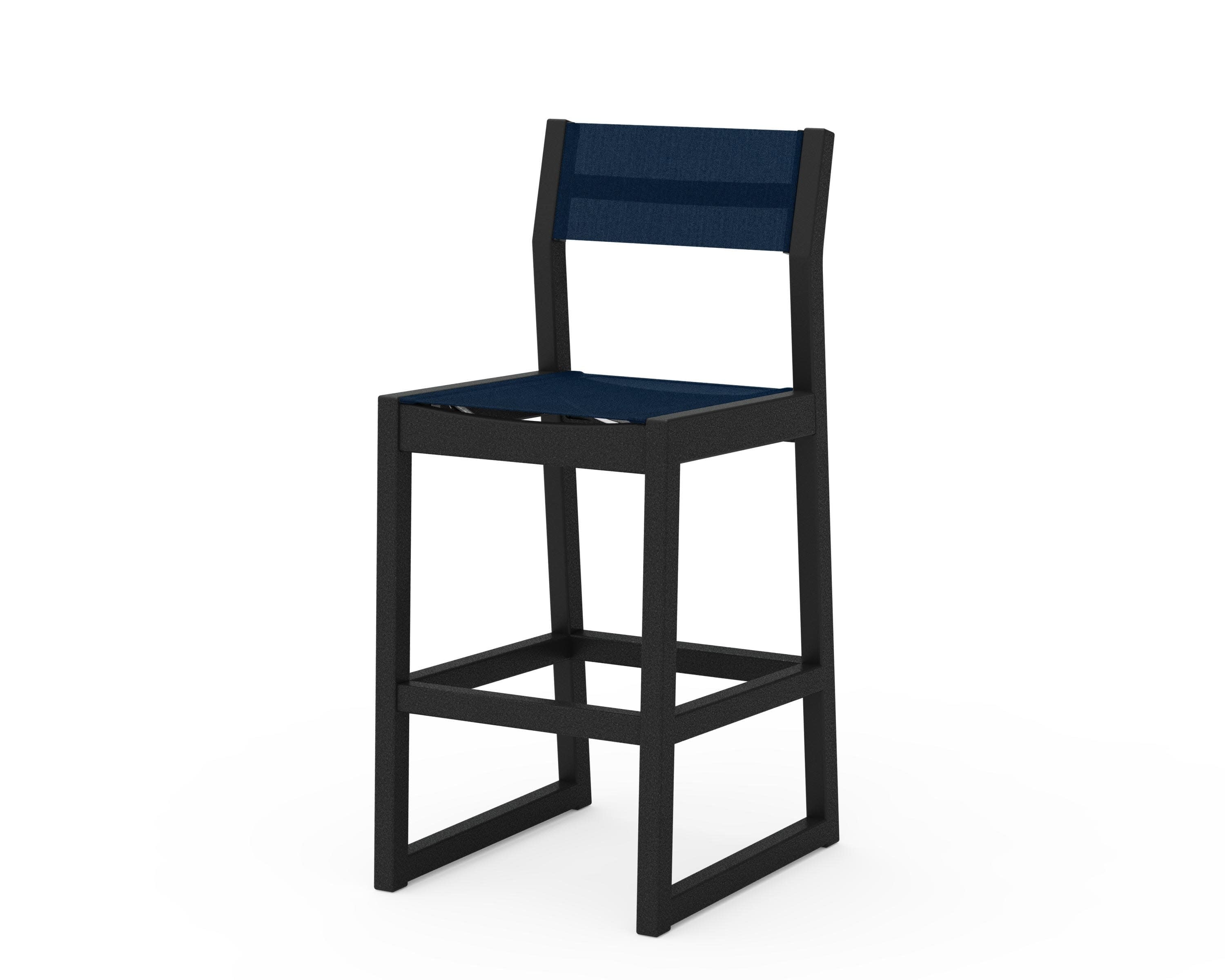EDGE Sling Bar Side Chair in Black / Navy Blue Sling