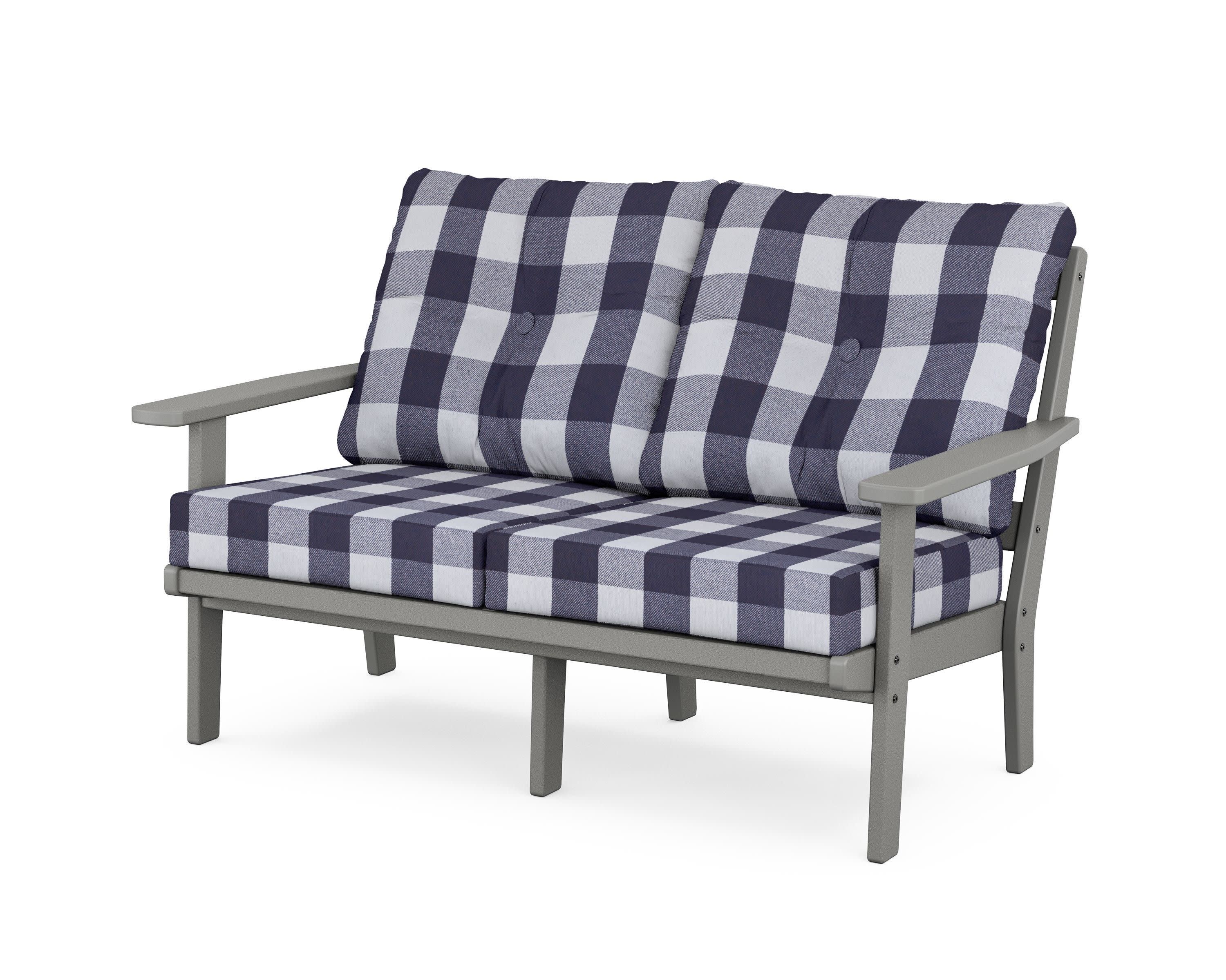 Prairie Deep SeatingLoveseat in Slate Grey / Buffalo Plaid Navy