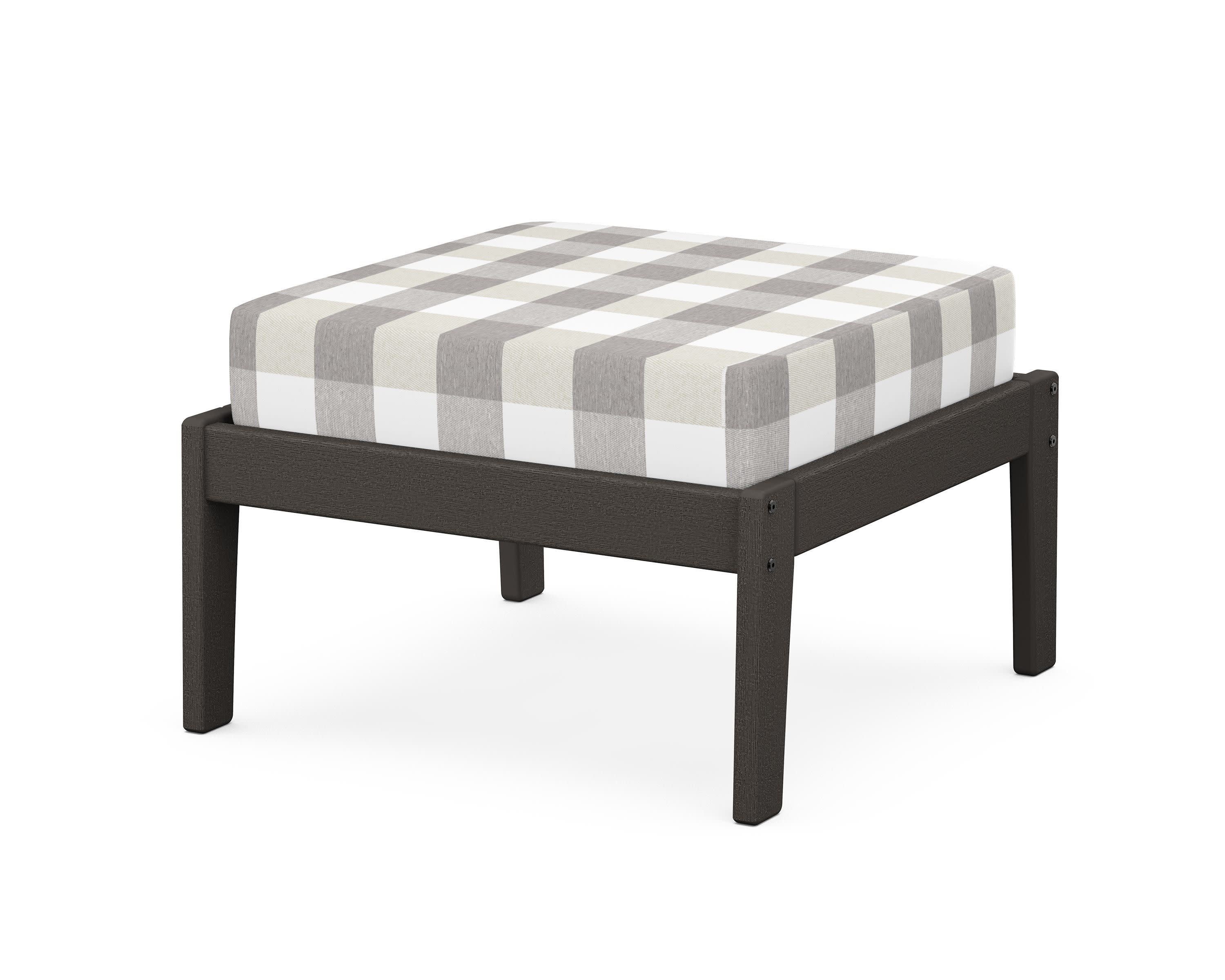 Deep Seating Ottoman in Vintage Coffee / Buffalo Plaid Grey Mist