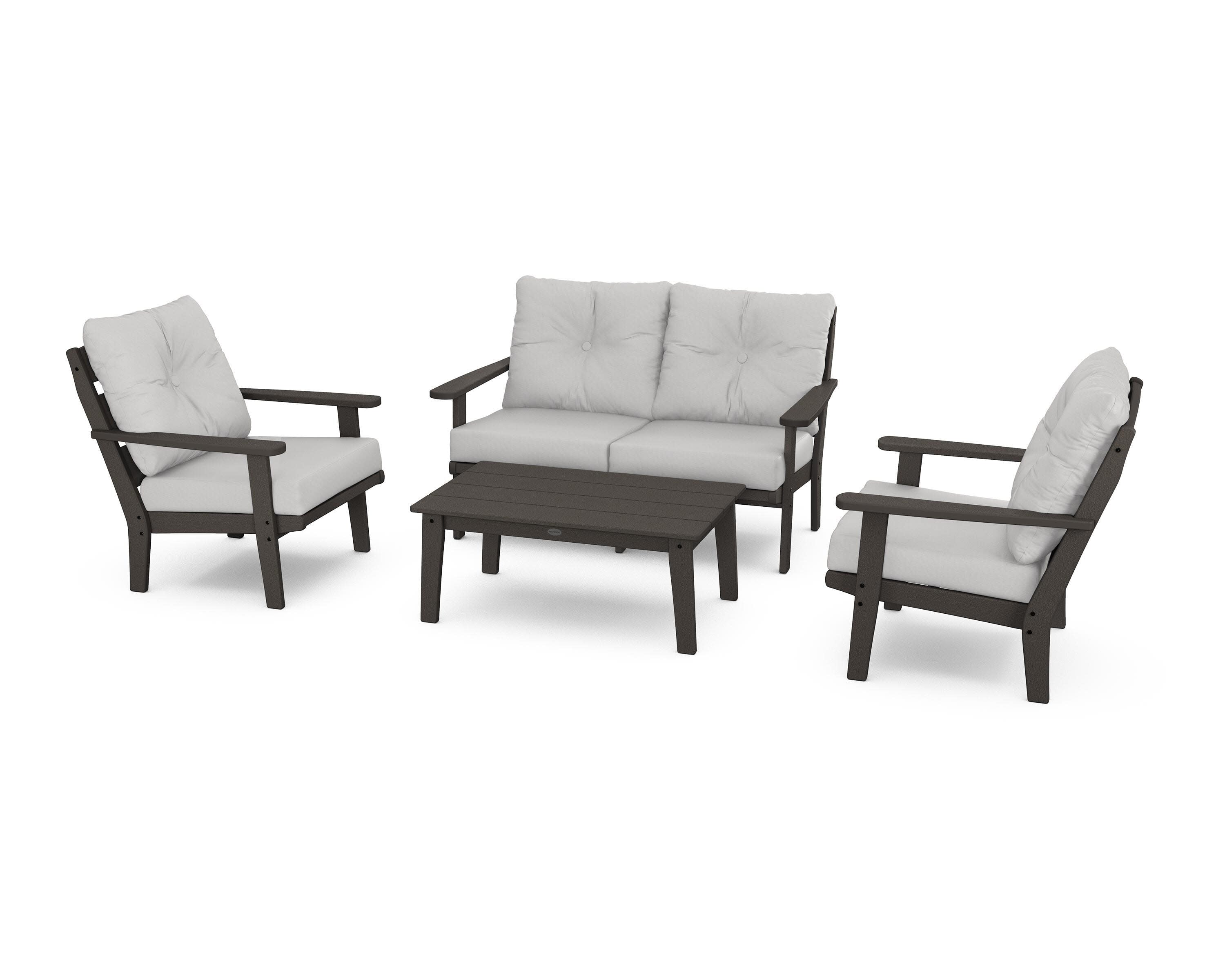 Lakeside 4-Piece Deep Seating Set in Vintage Coffee / Diamond in the Rough