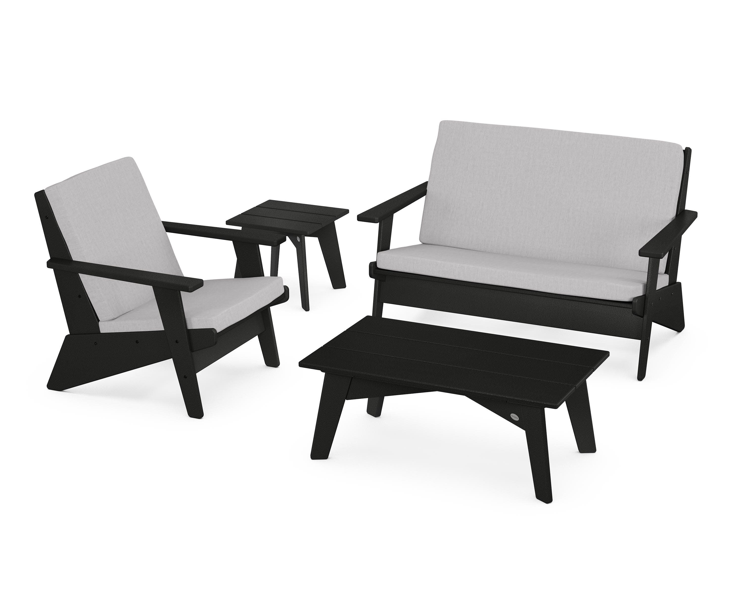 Riviera Modern Lounge 4-Piece Set in Black / Granite