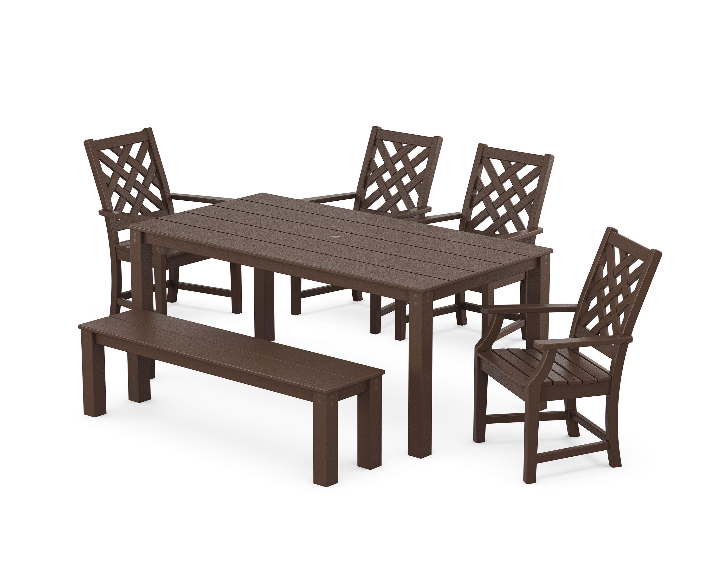 Wovendale 6-Piece Parsons Dining Set with Bench in Mahogany