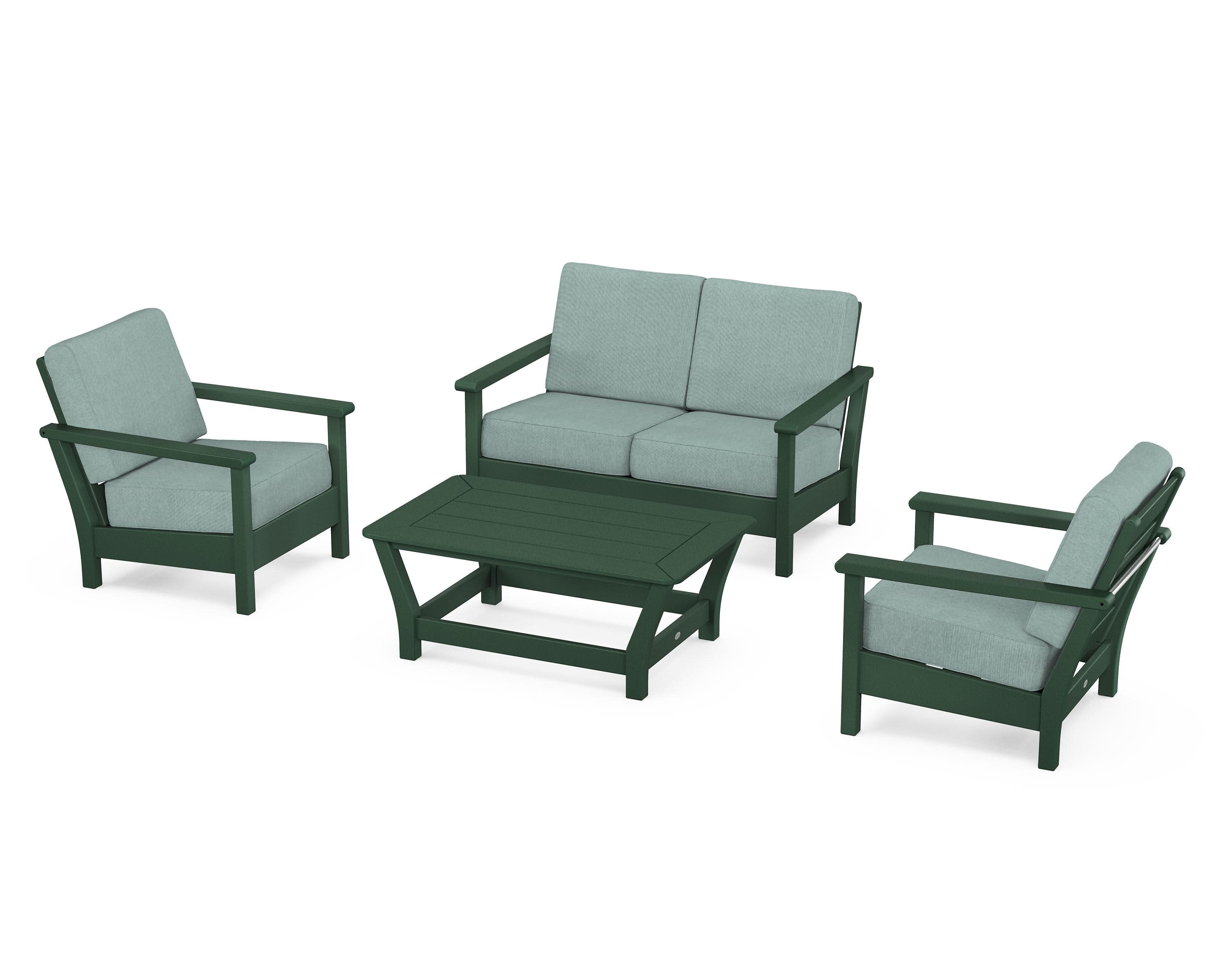 Harbour 4-Piece Deep Seating Set in Green / Glacier Spa
