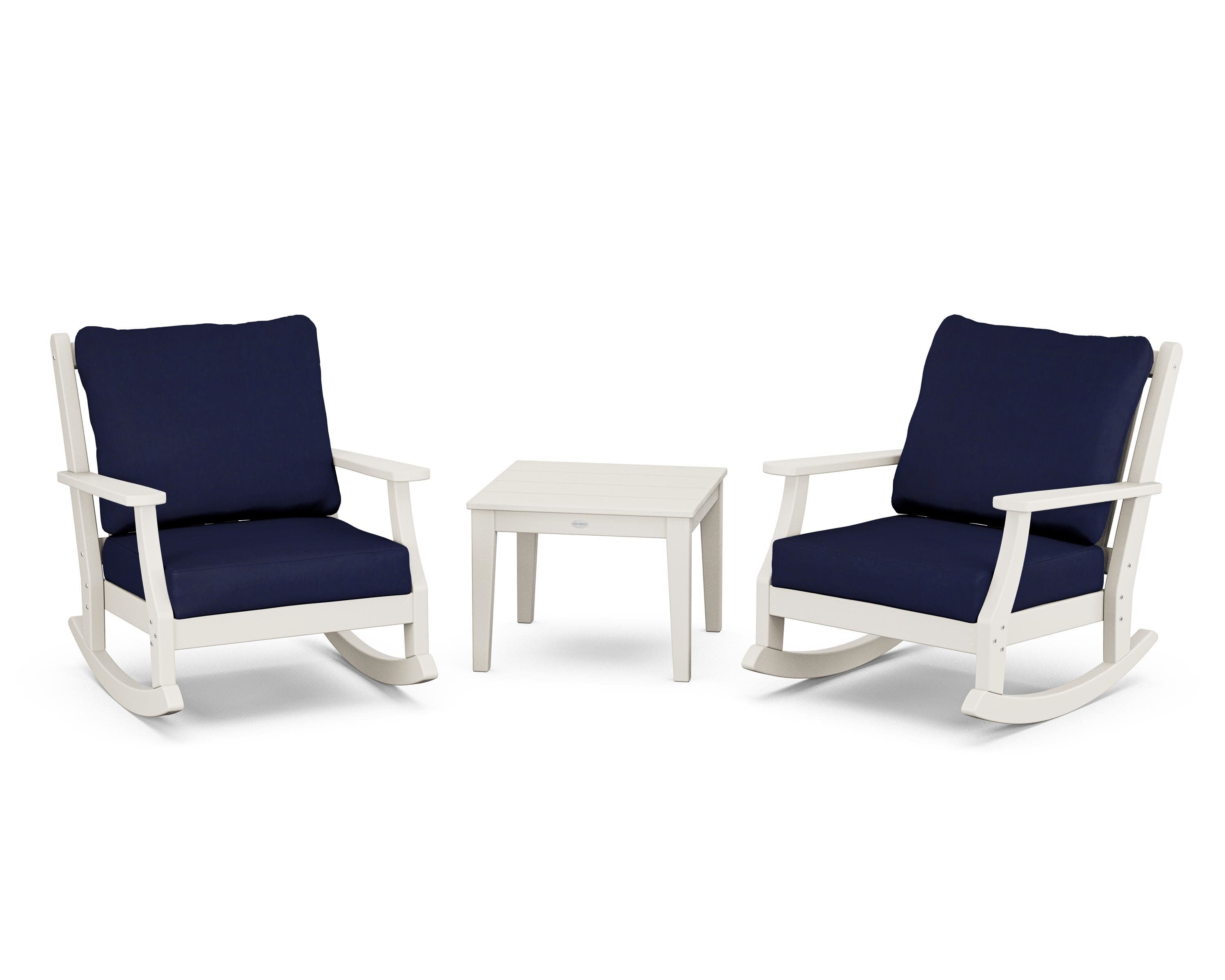 Wovendale 3-Piece Deep Seating Rocker Set in Sand / Navy