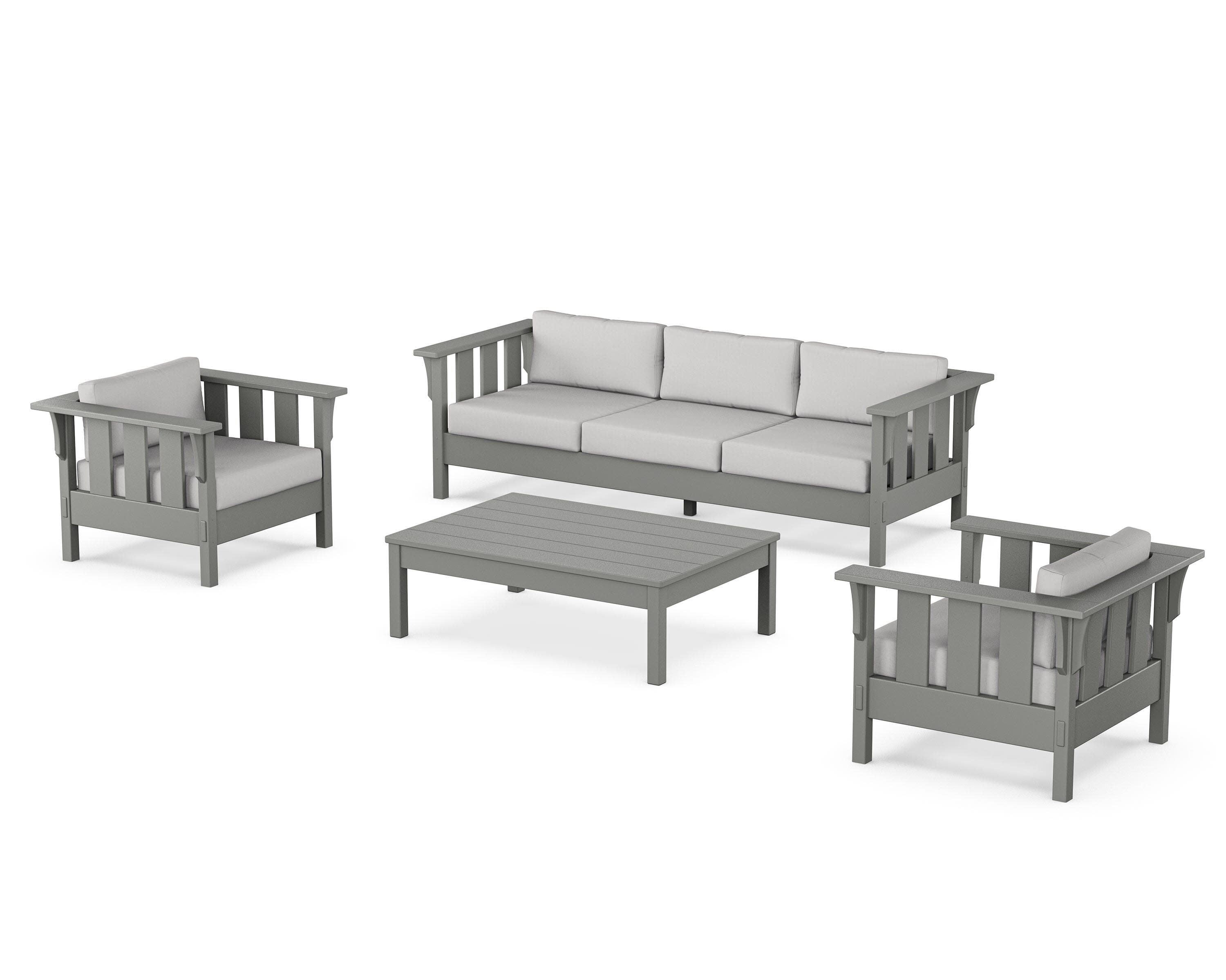 Acadia 4-Piece Deep Seating Set with Sofa in Slate Grey / Diamond in the Rough