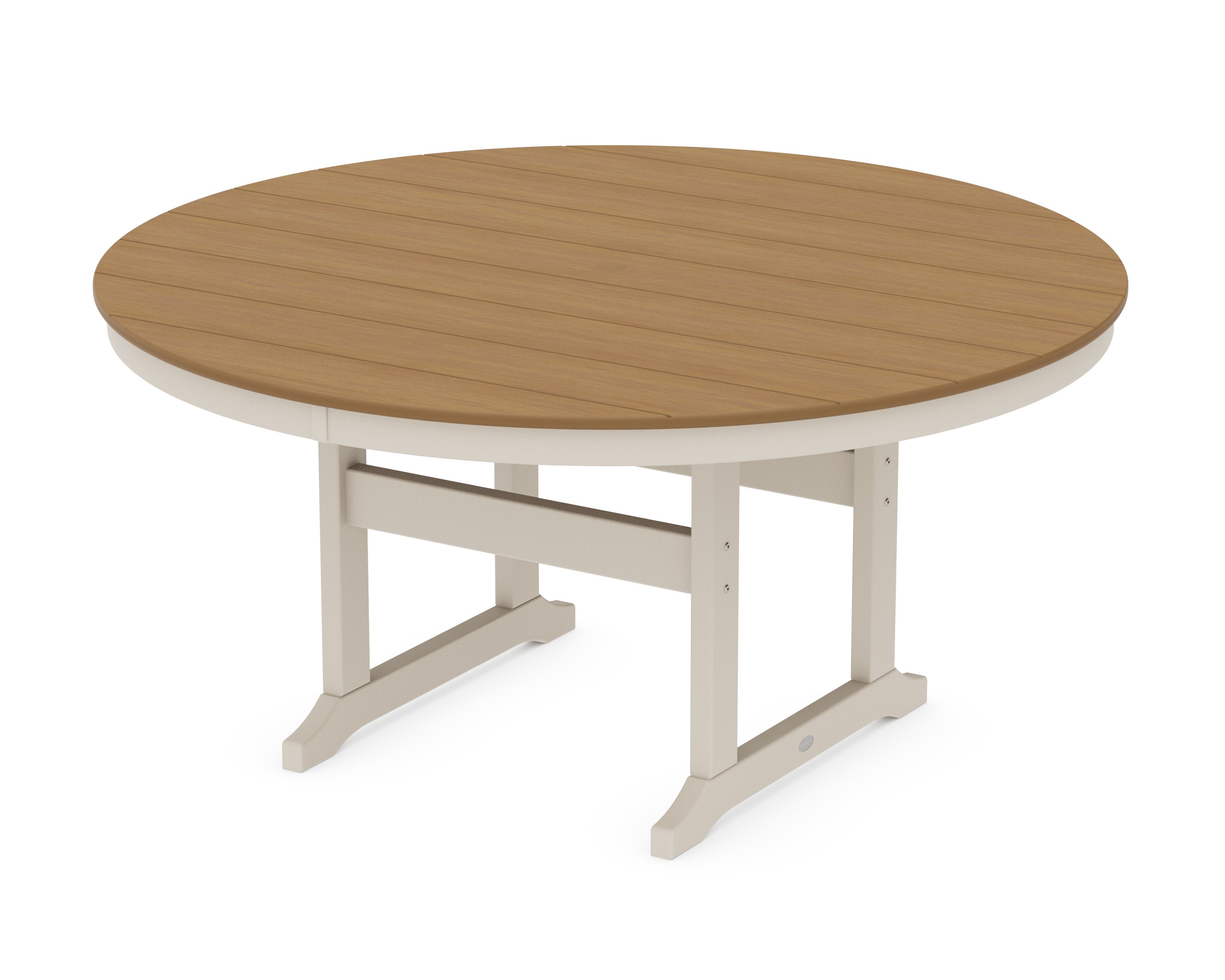 60" Round Farmhouse Dining Table in Sand / Natural
