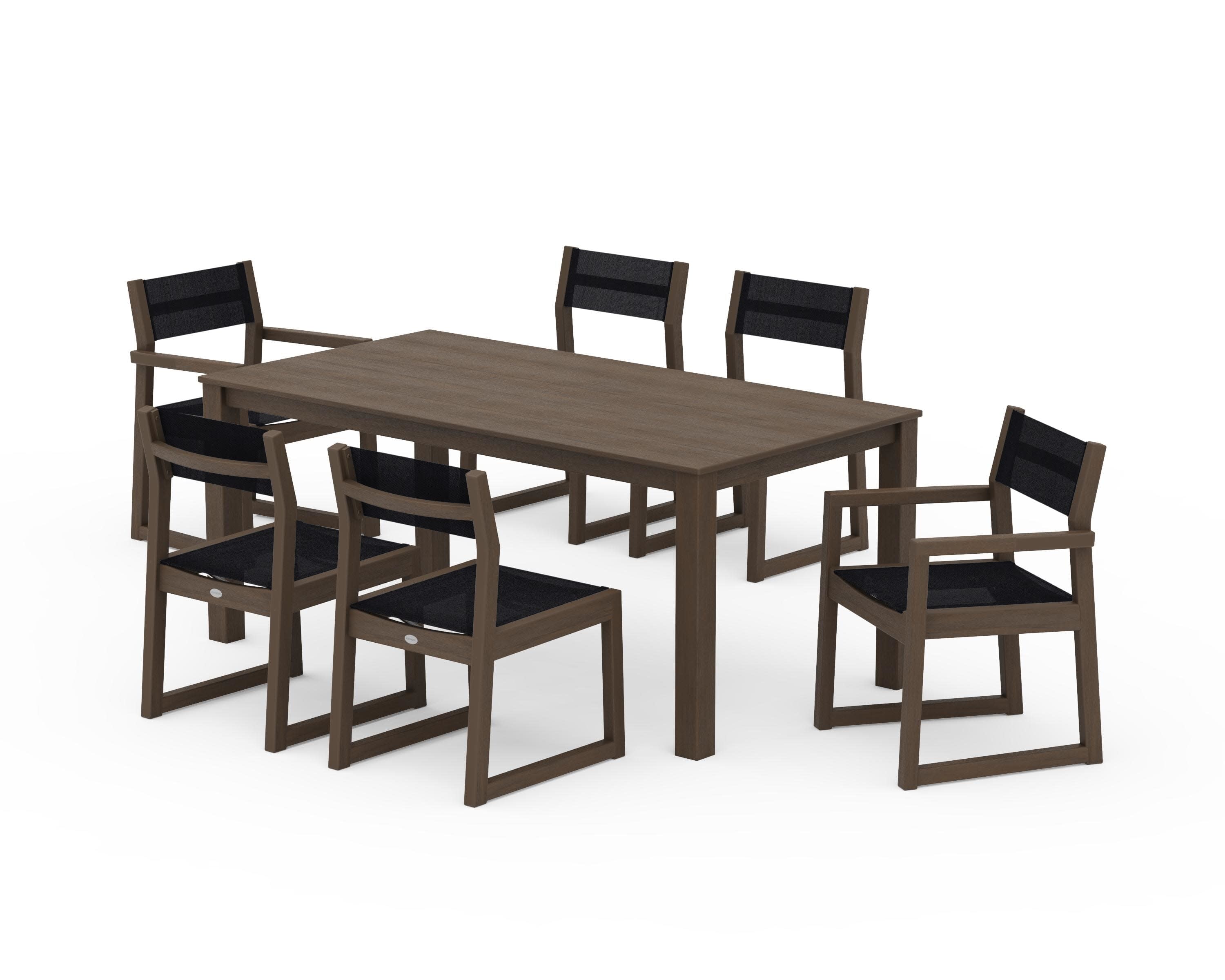 EDGE Sling 7-Piece Parsons Dining Set in Kona / Black Sling