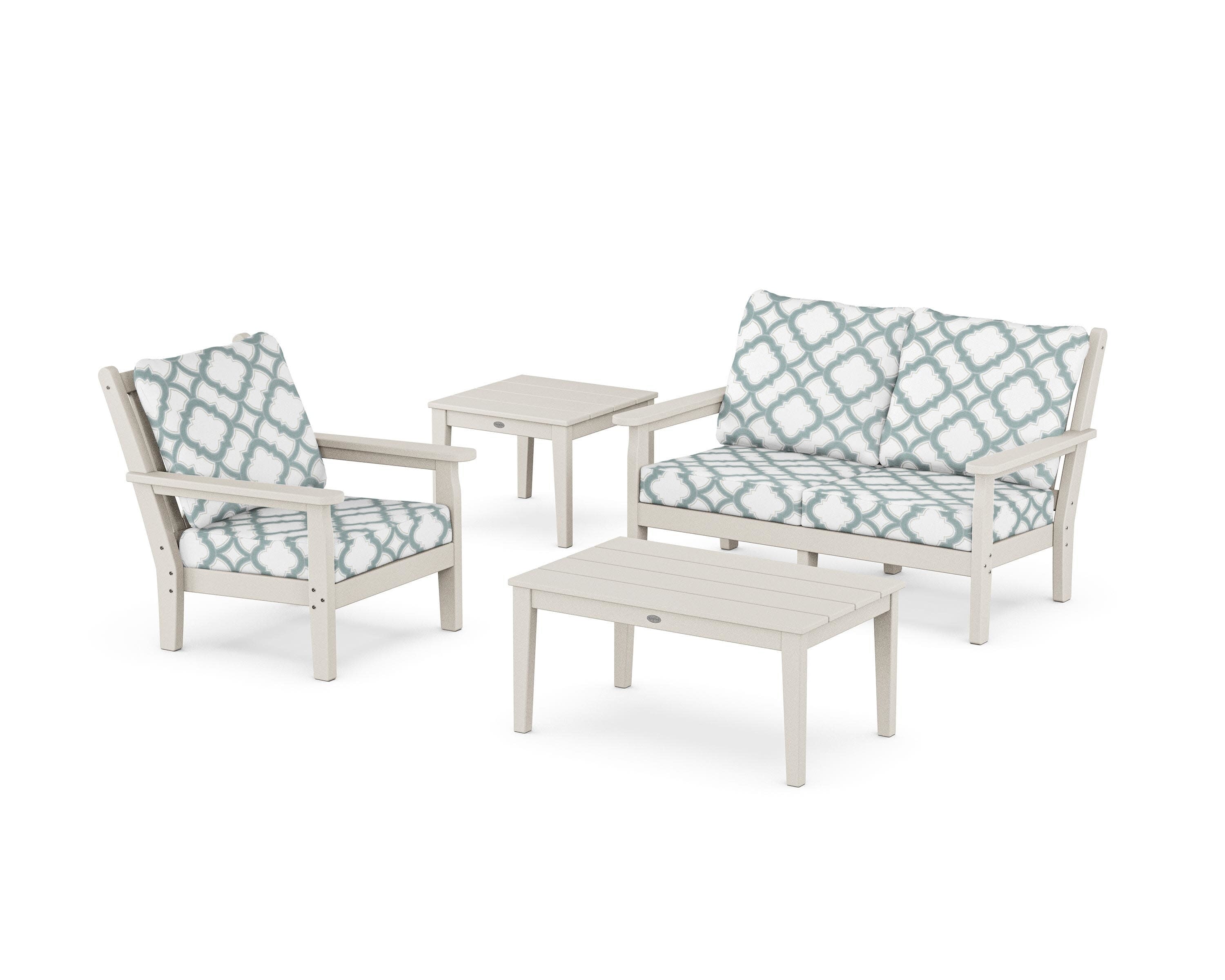 Chippendale 4-Piece Deep Seating Set in Sand / Trellis Glacier Spa