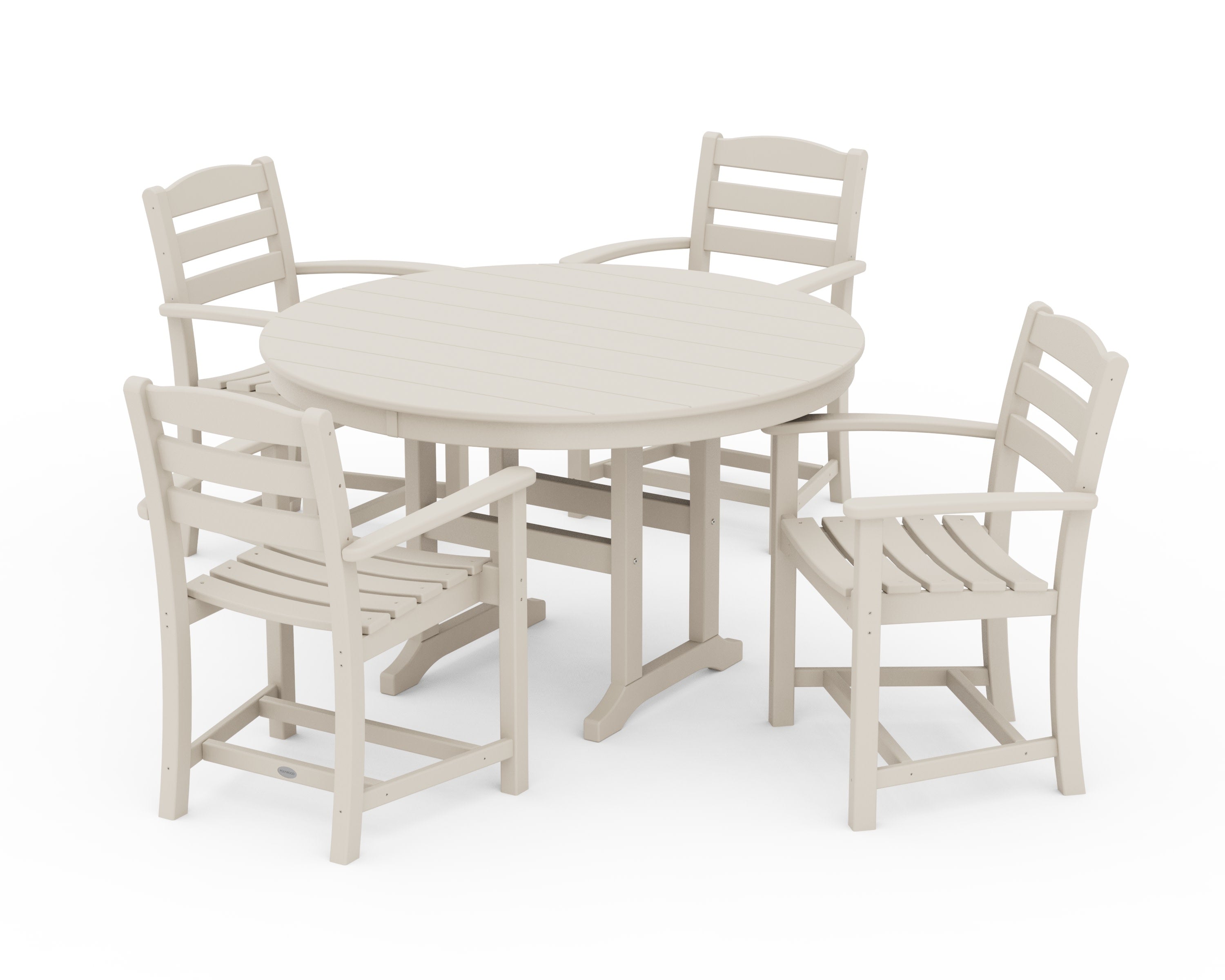 La Casa Caf 5-Piece Round Farmhouse Dining Set in Sand