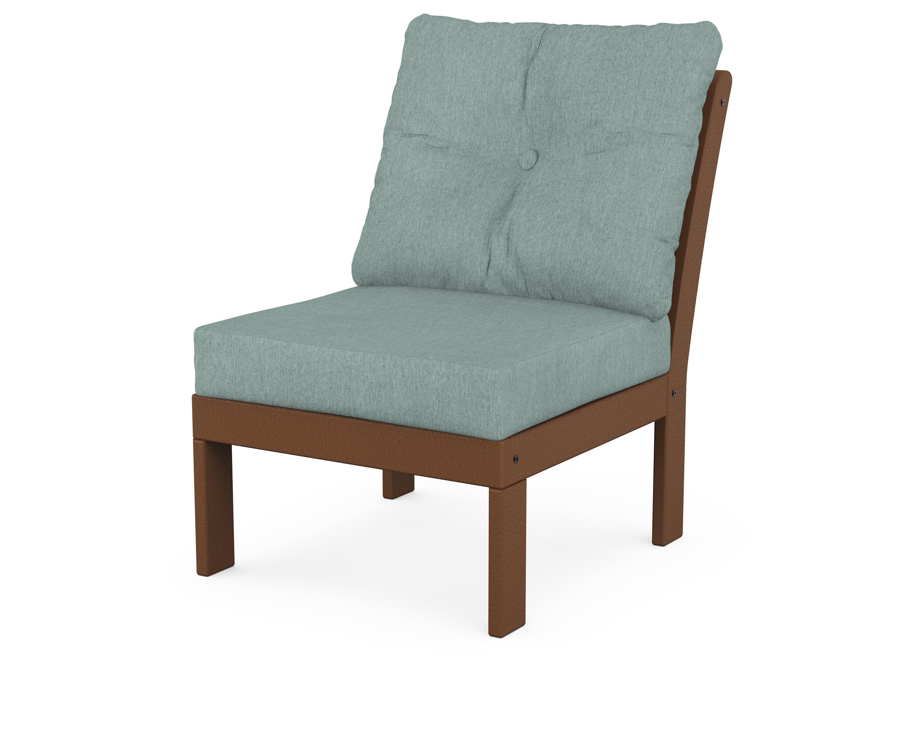 Vineyard Modular Armless Chair in Teak / Glacier Spa