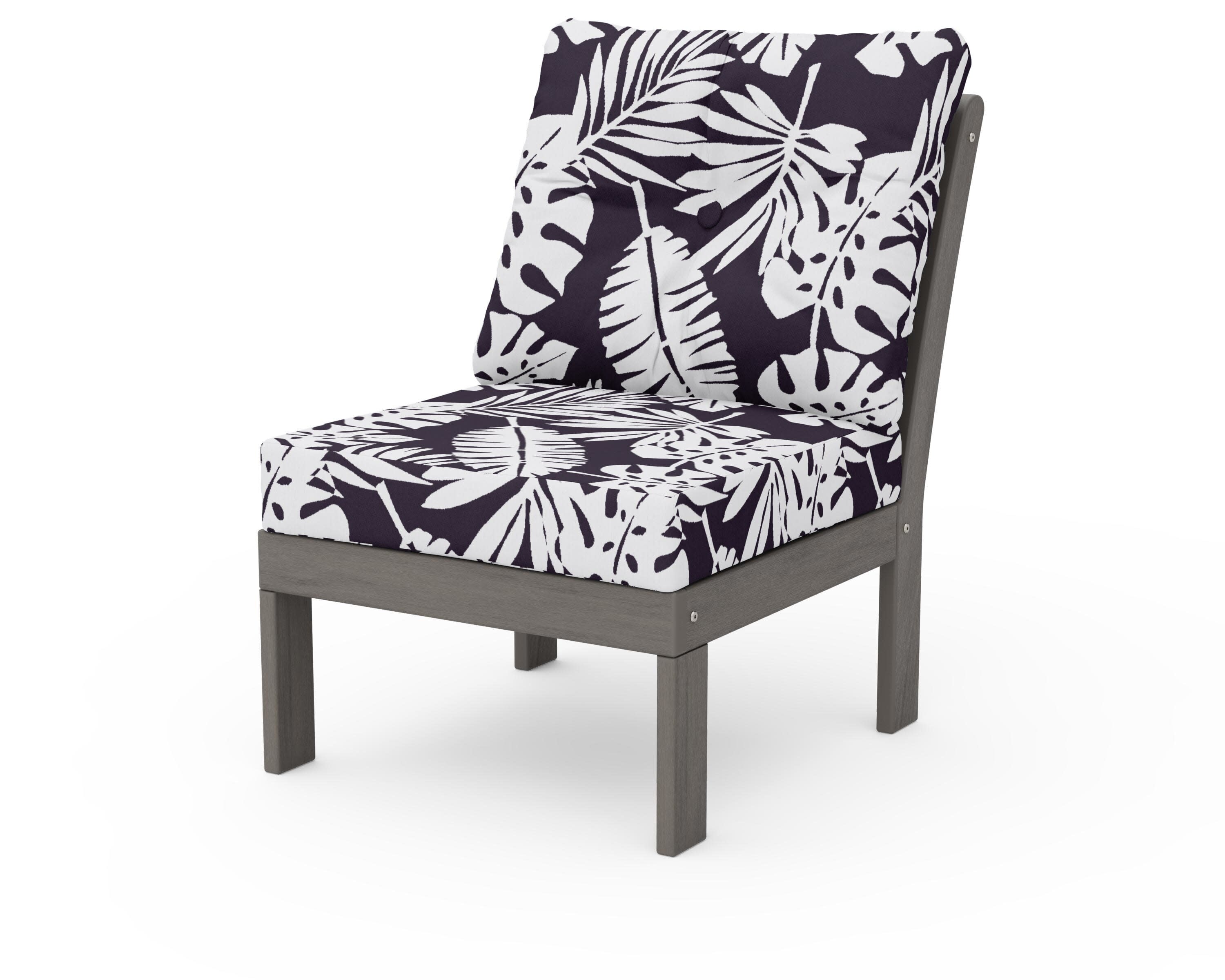 Vineyard Modular Armless Chair in Driftwood / Leaf Navy