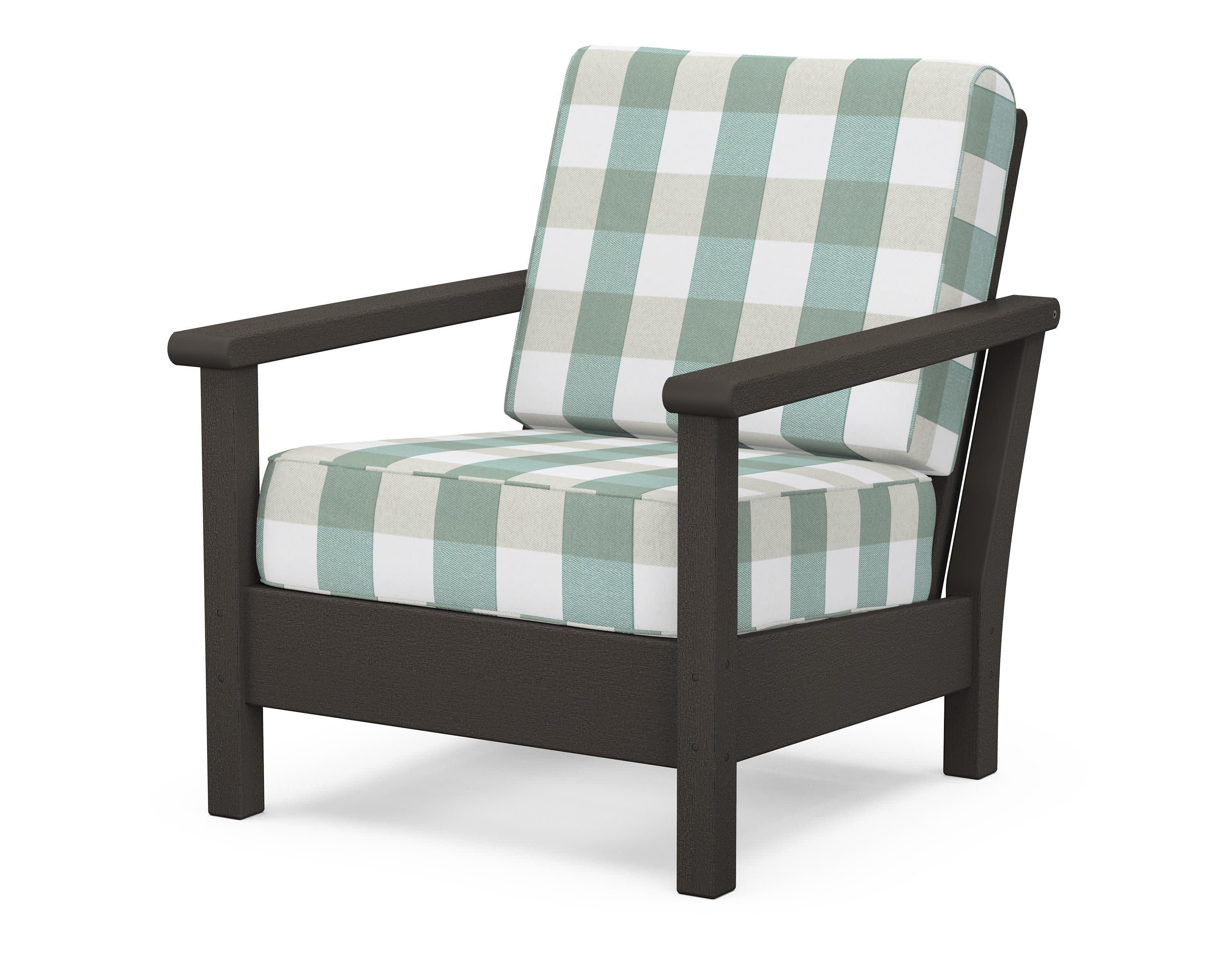 Harbour Deep Seating Chair in Vintage Coffee / Buffalo Plaid Glacier Spa