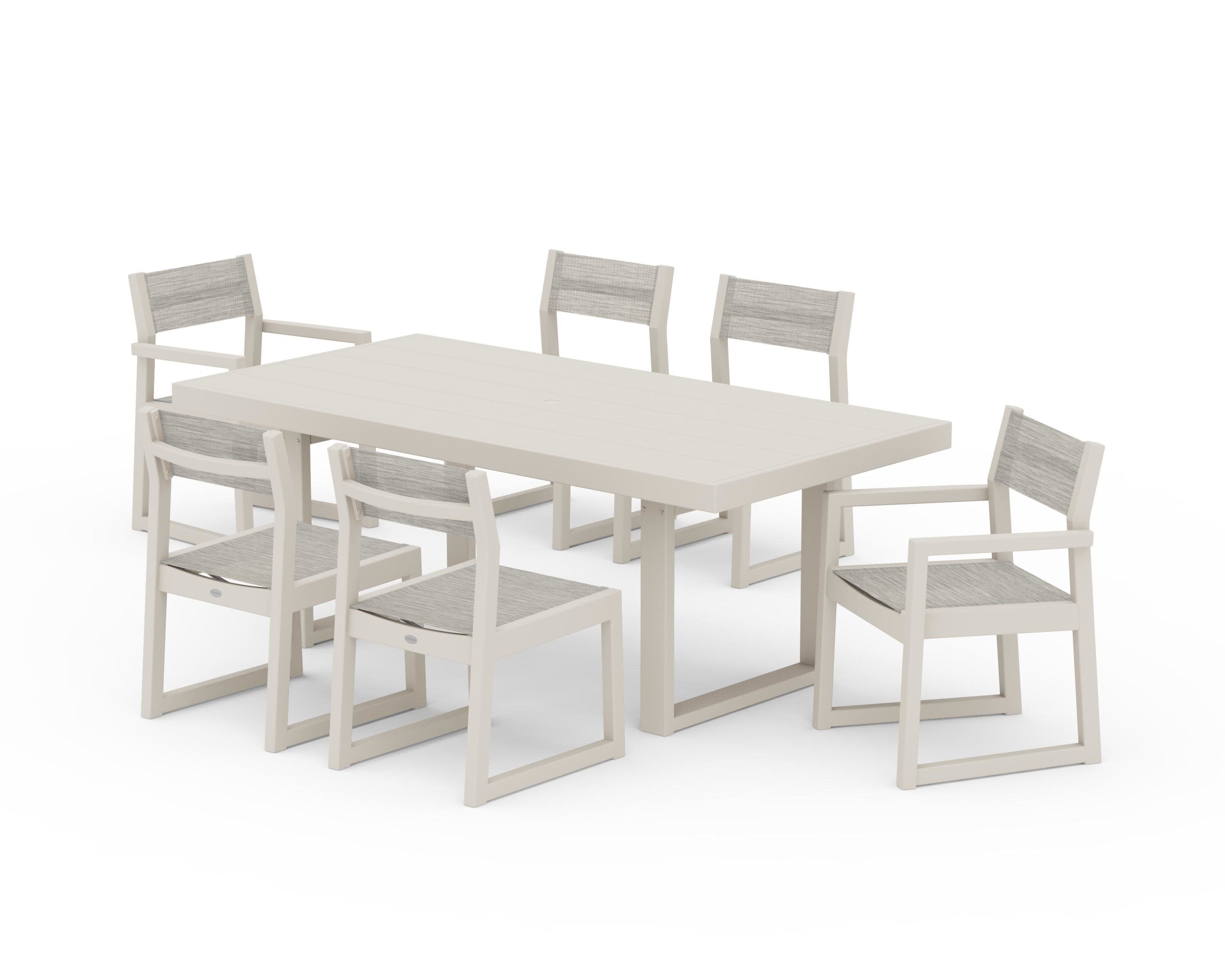 EDGE Sling 7-Piece Dining Set in Sand / Birch Sling