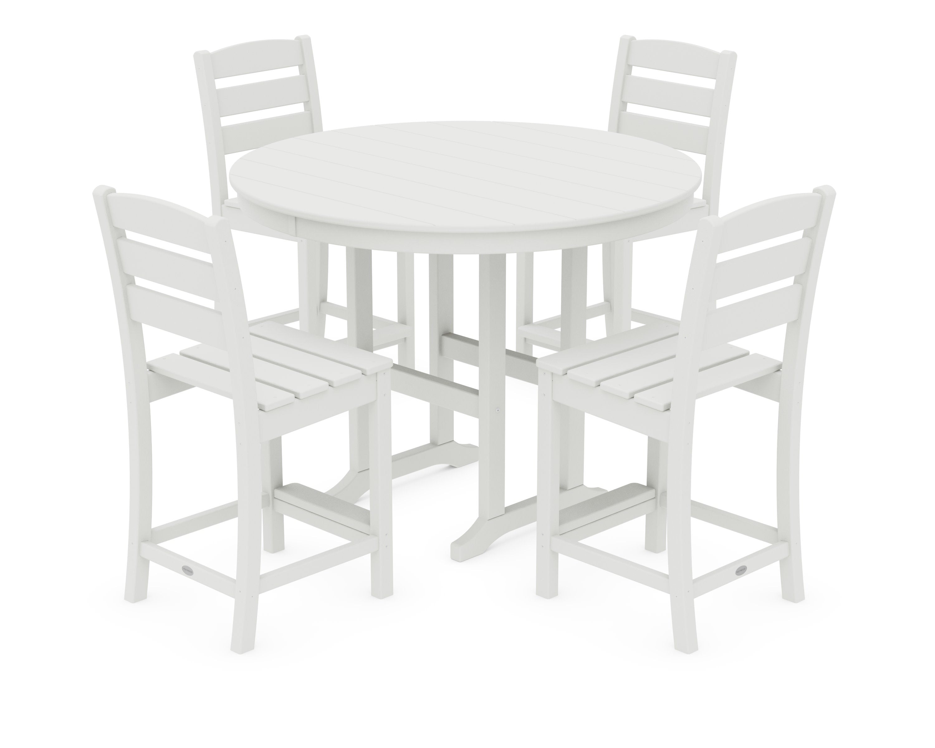 Lakeside 5-Piece Farmhouse Round Side Chair Counter Set in Vintage White