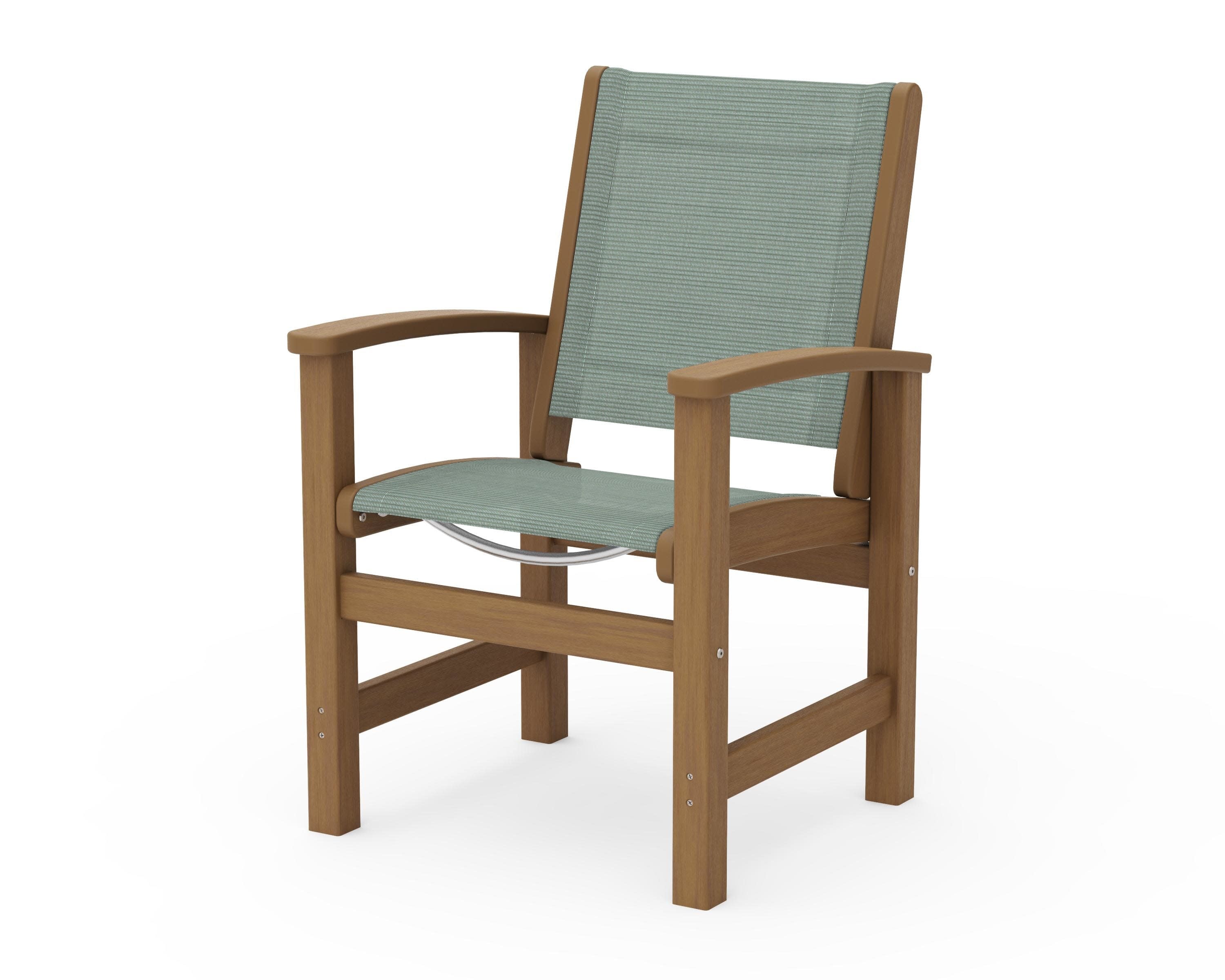 Coastal Dining Chair in Natural / Dupioni Sea Mist Sling