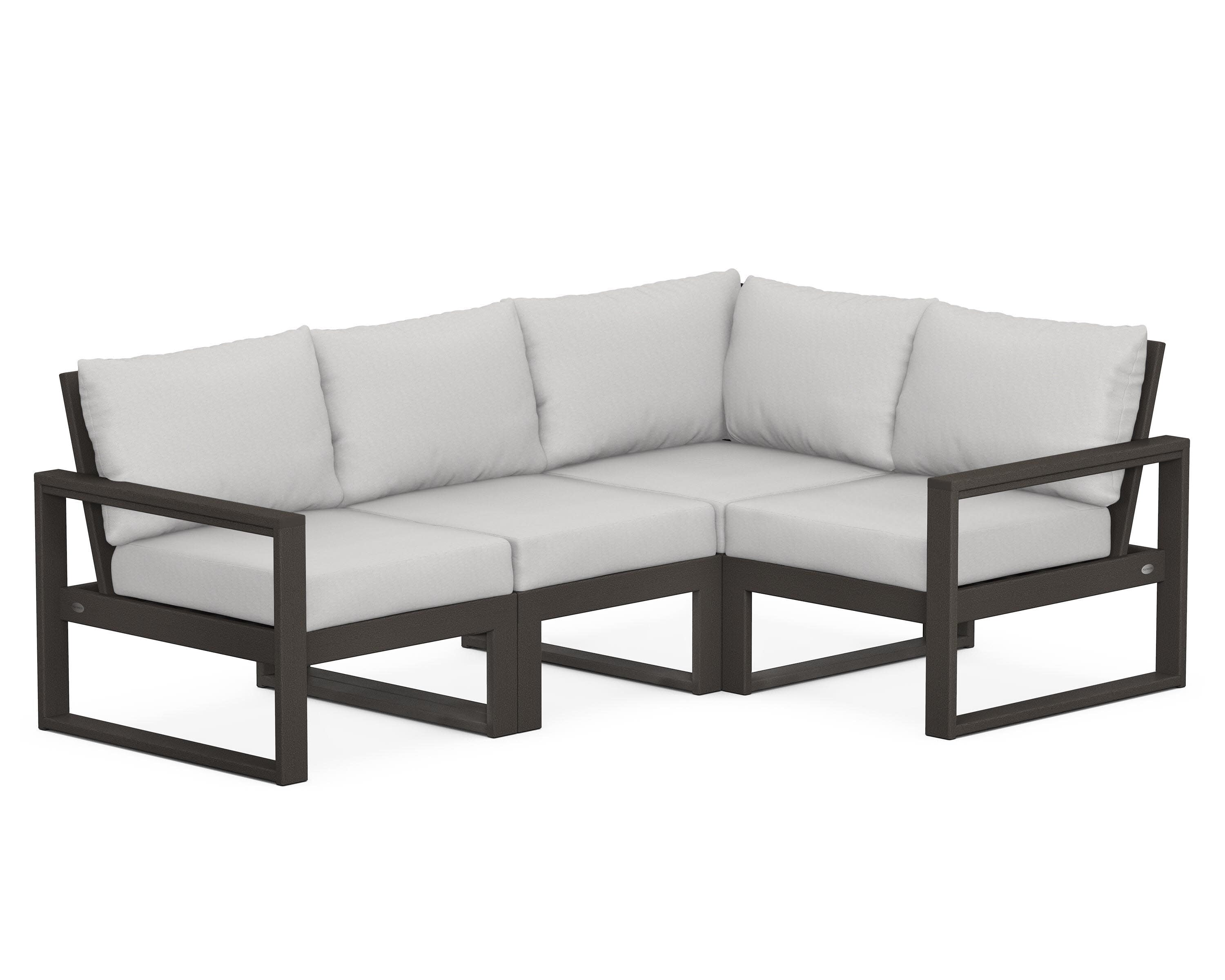EDGE 4-Piece Modular Deep Seating Set in Vintage Coffee / Diamond in the Rough