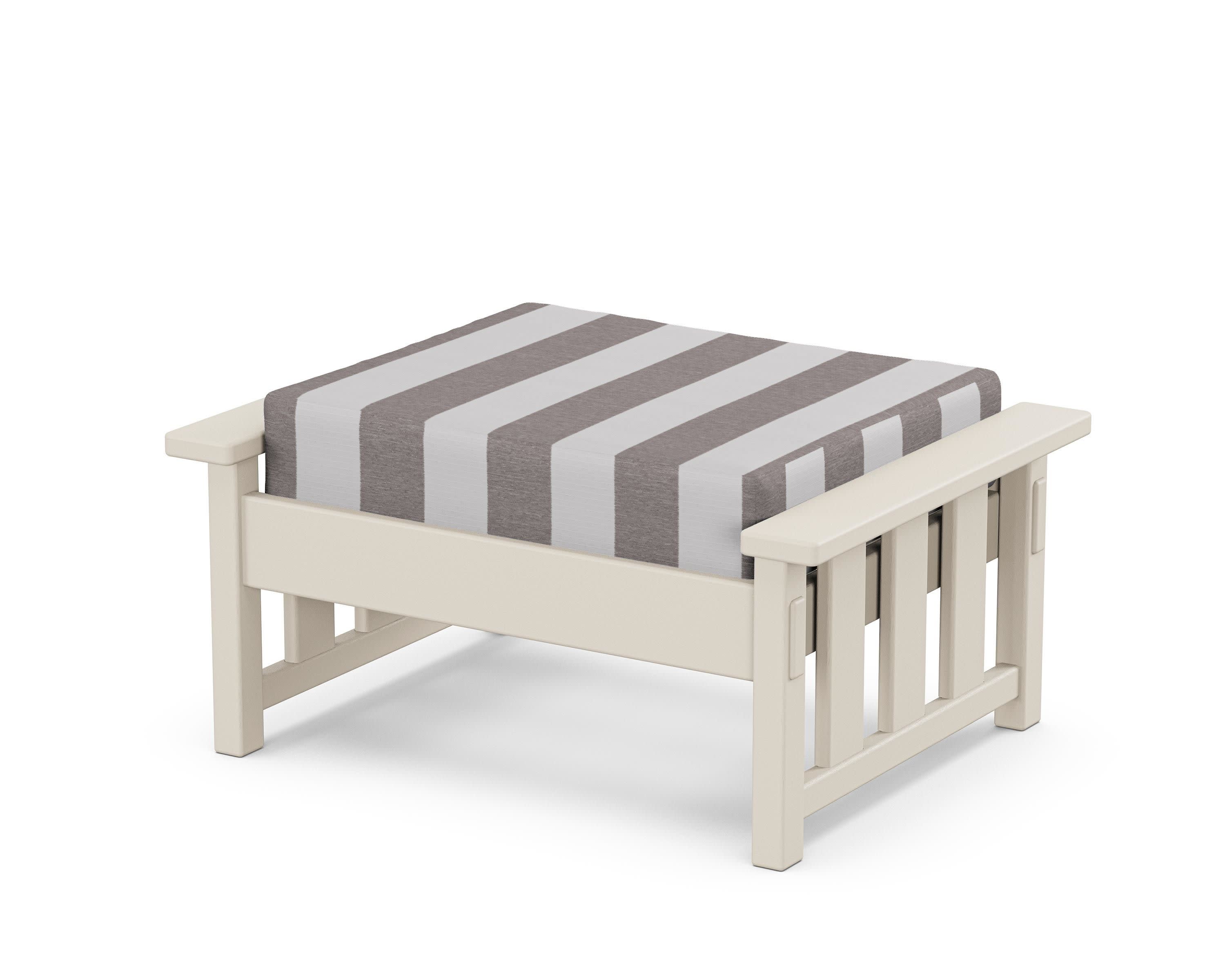 Acadia Deep Seating Ottoman in Sand / Cabana Stripe Grey Mist