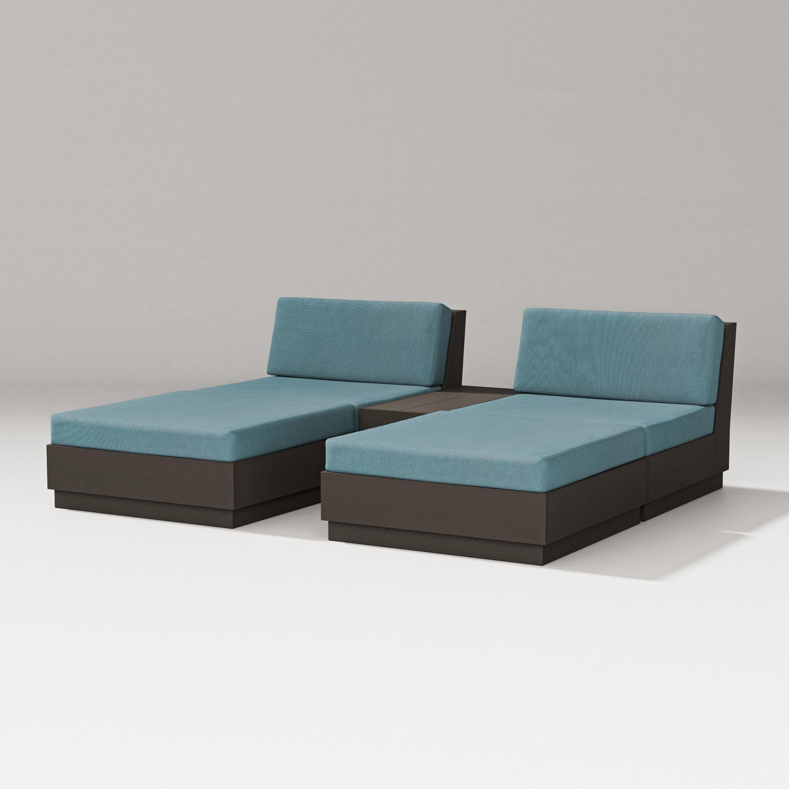 Elevate Double Chaise Set in Vintage Coffee / Ocean Teal