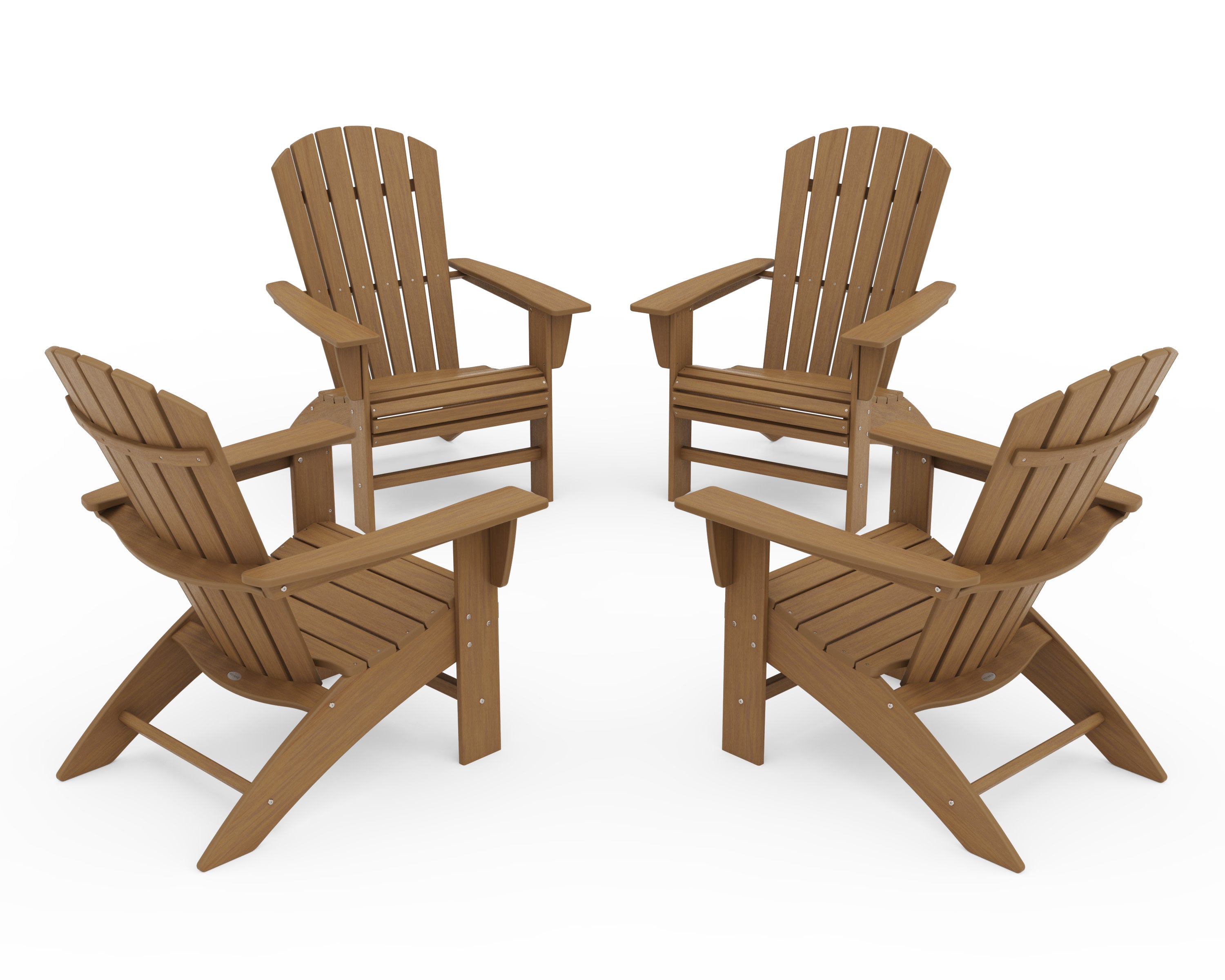 4-Piece Nautical Curveback Adirondack Chair Conversation Set in Natural