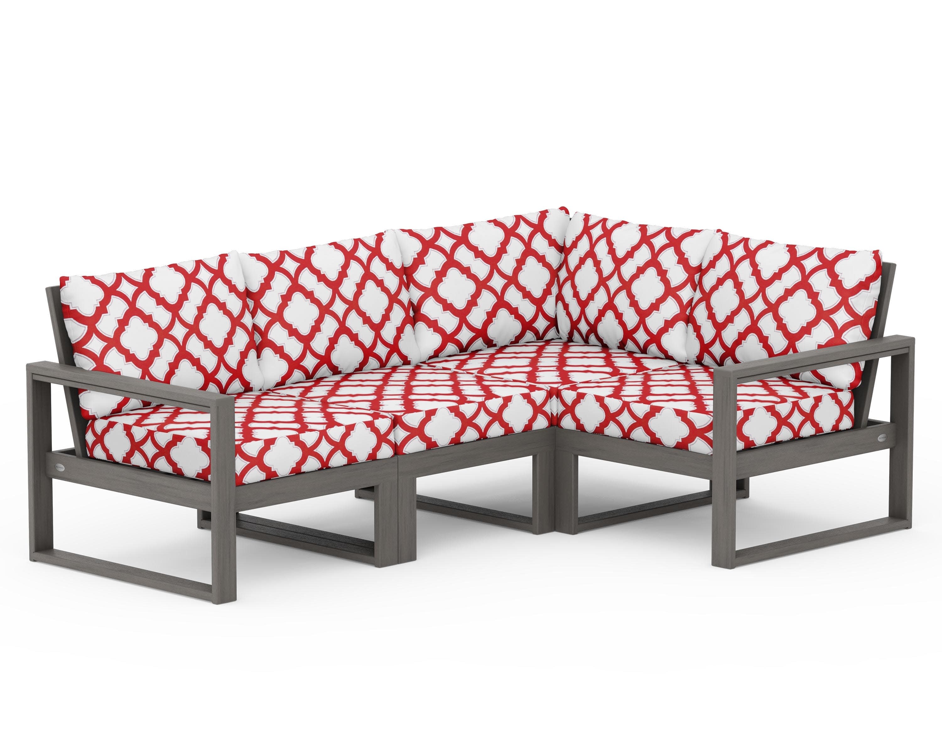 EDGE 4-Piece Modular Deep Seating Set in Driftwood / Trellis Crimson