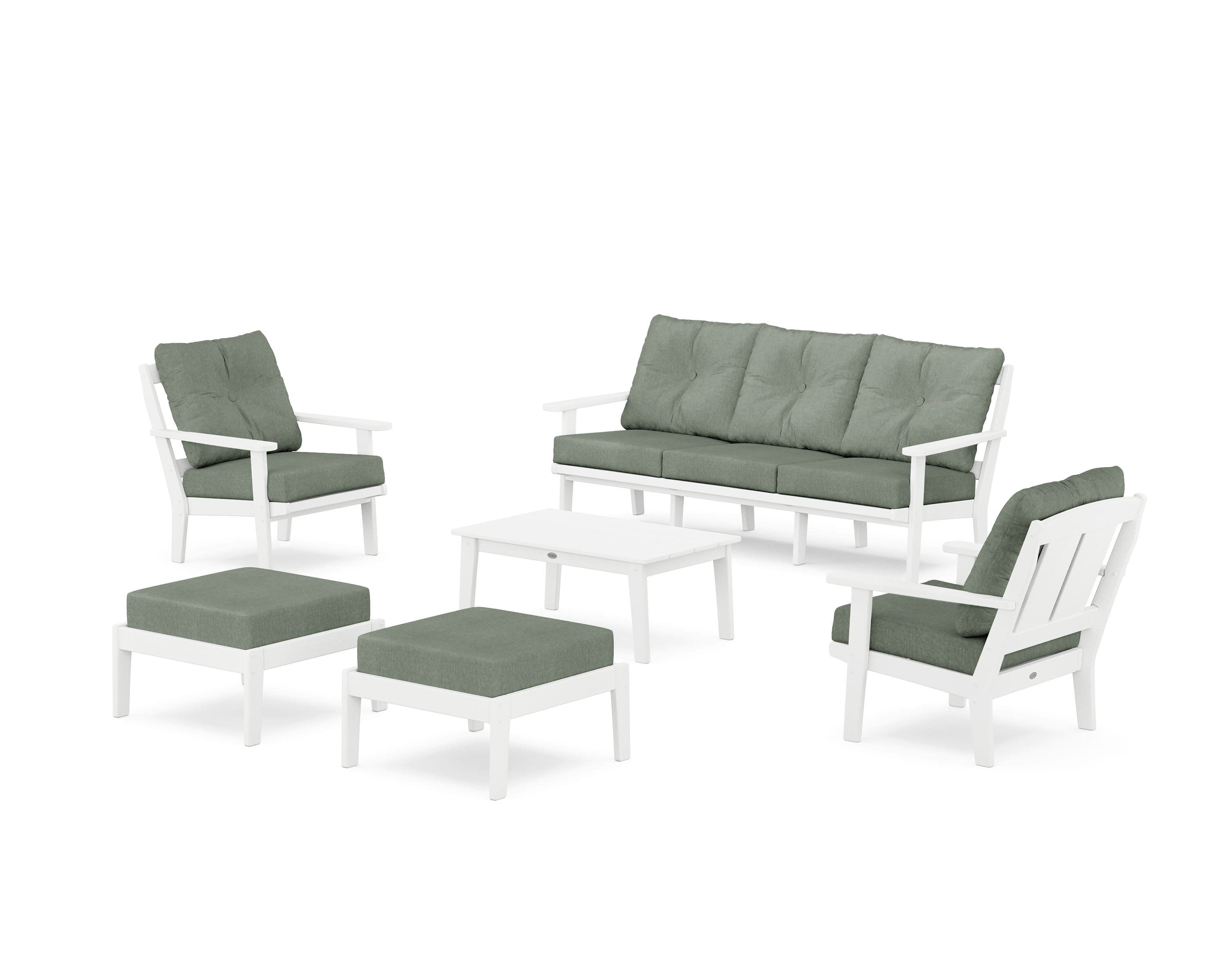 Mission 6-Piece Lounge Sofa Set in White / Cast Sage