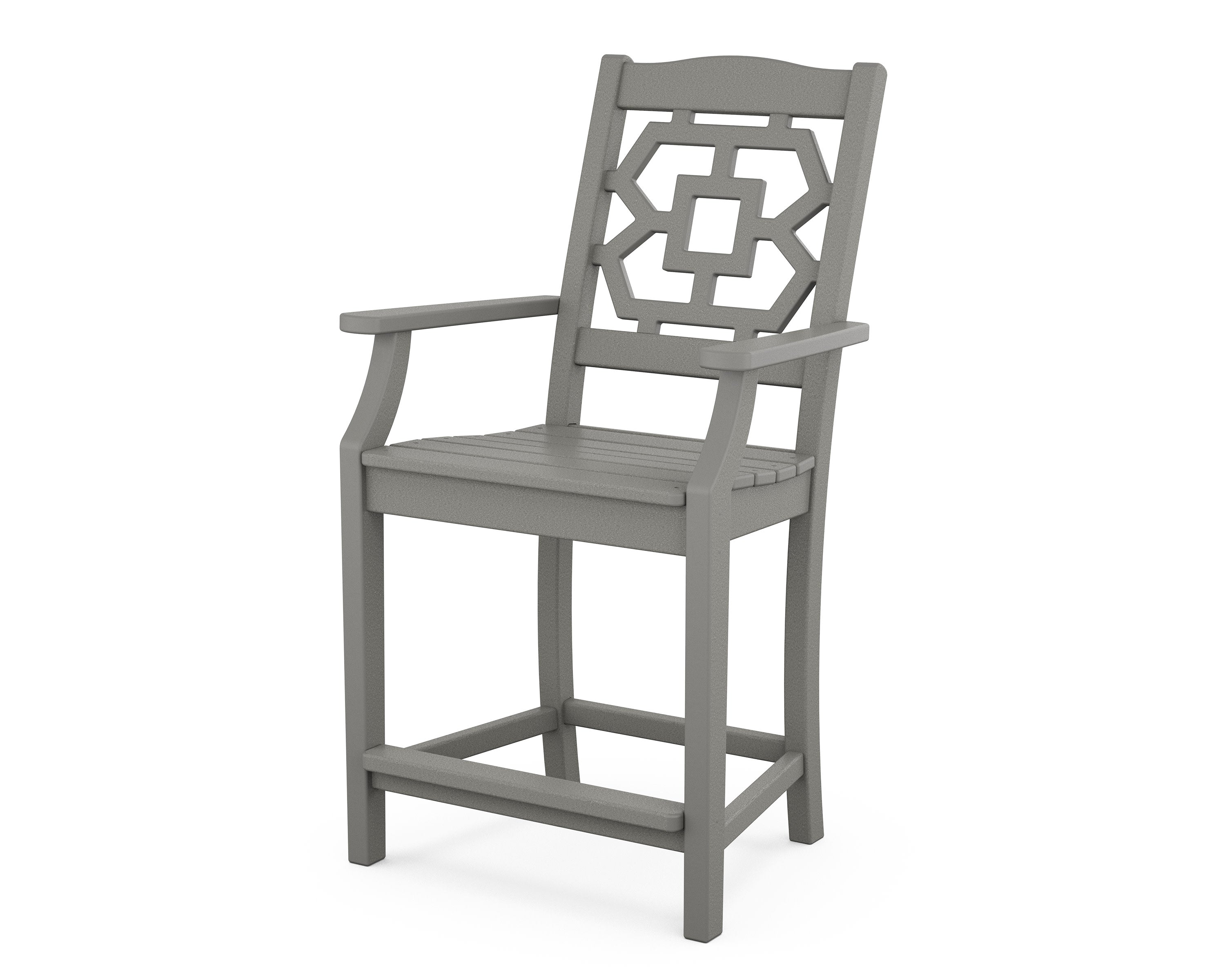 Chinoiserie Counter Arm Chair in Slate Grey