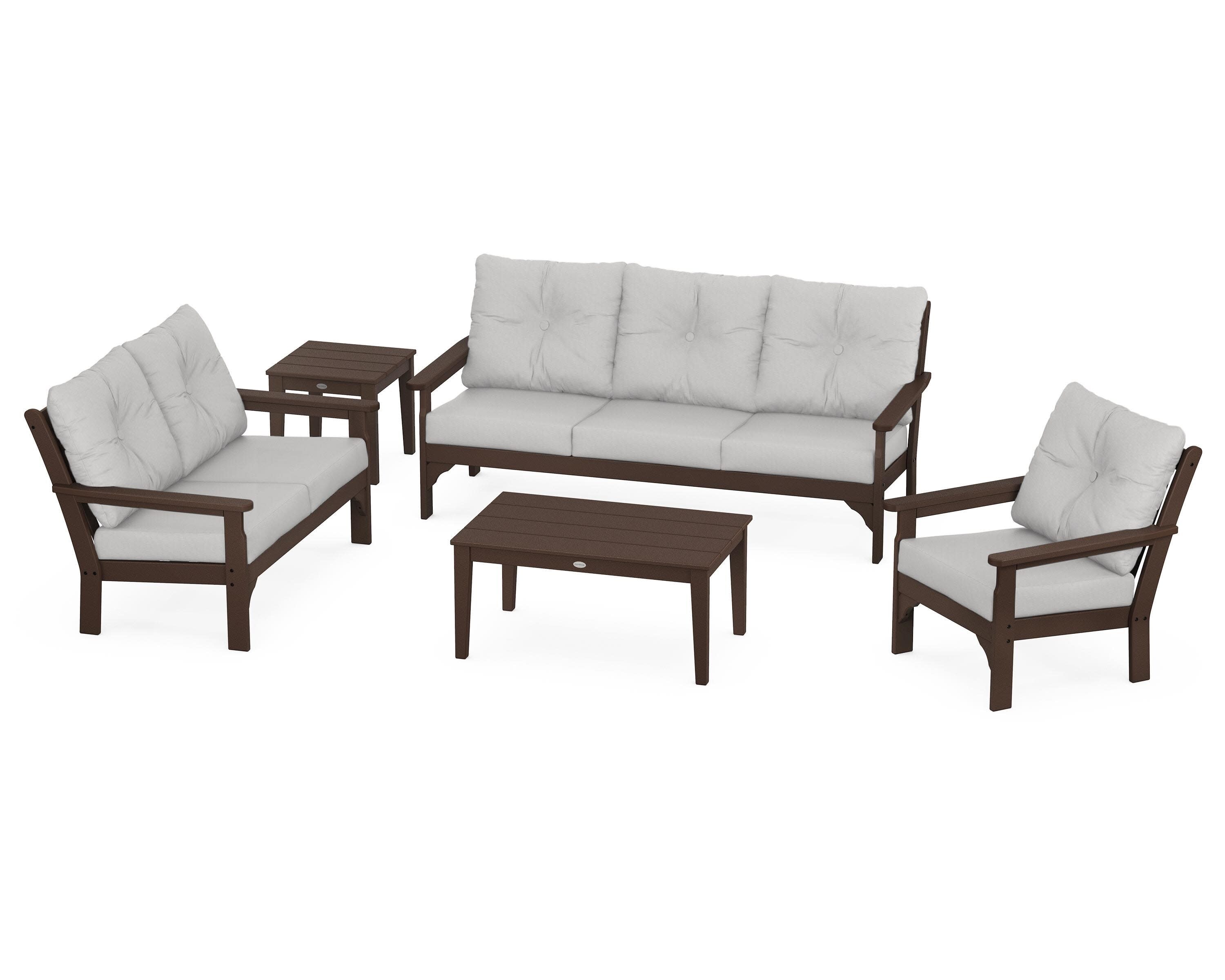 Vineyard 5 Piece Deep Seating Set in Mahogany / Diamond in the Rough