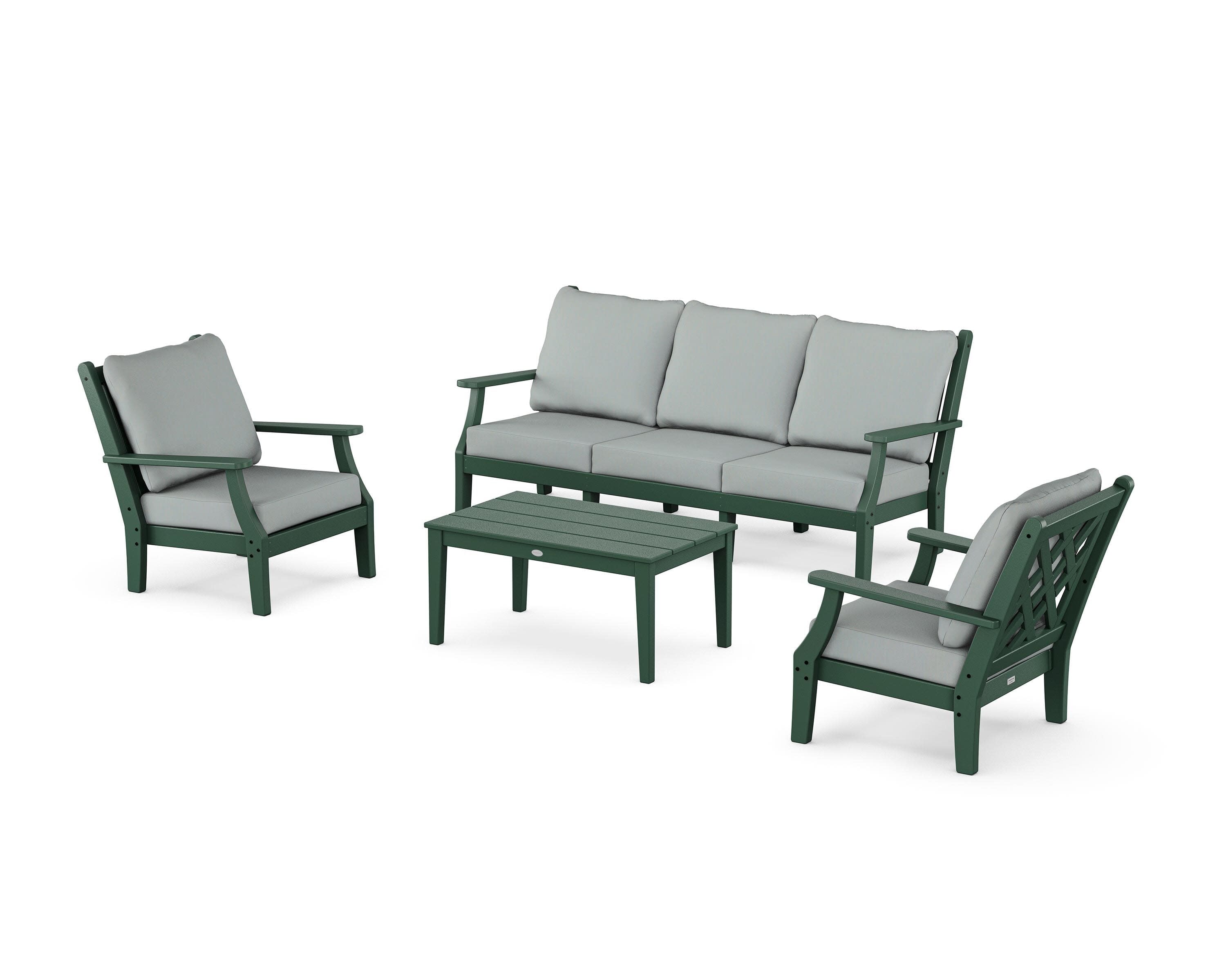 Wovendale 4-Piece Deep Seating Set with Sofa in Green / Spa