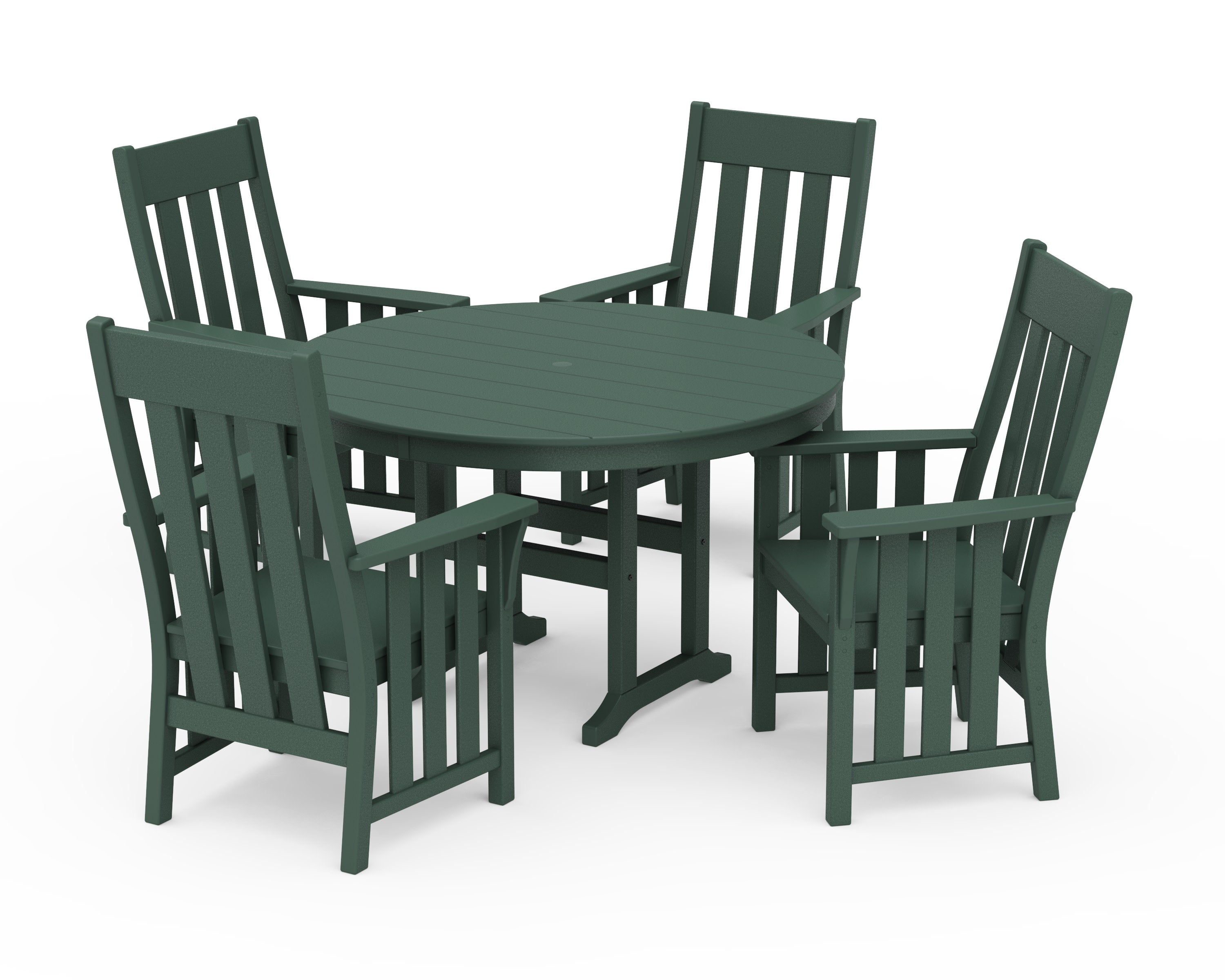 Acadia 5-Piece Round Farmhouse Dining Set in Green