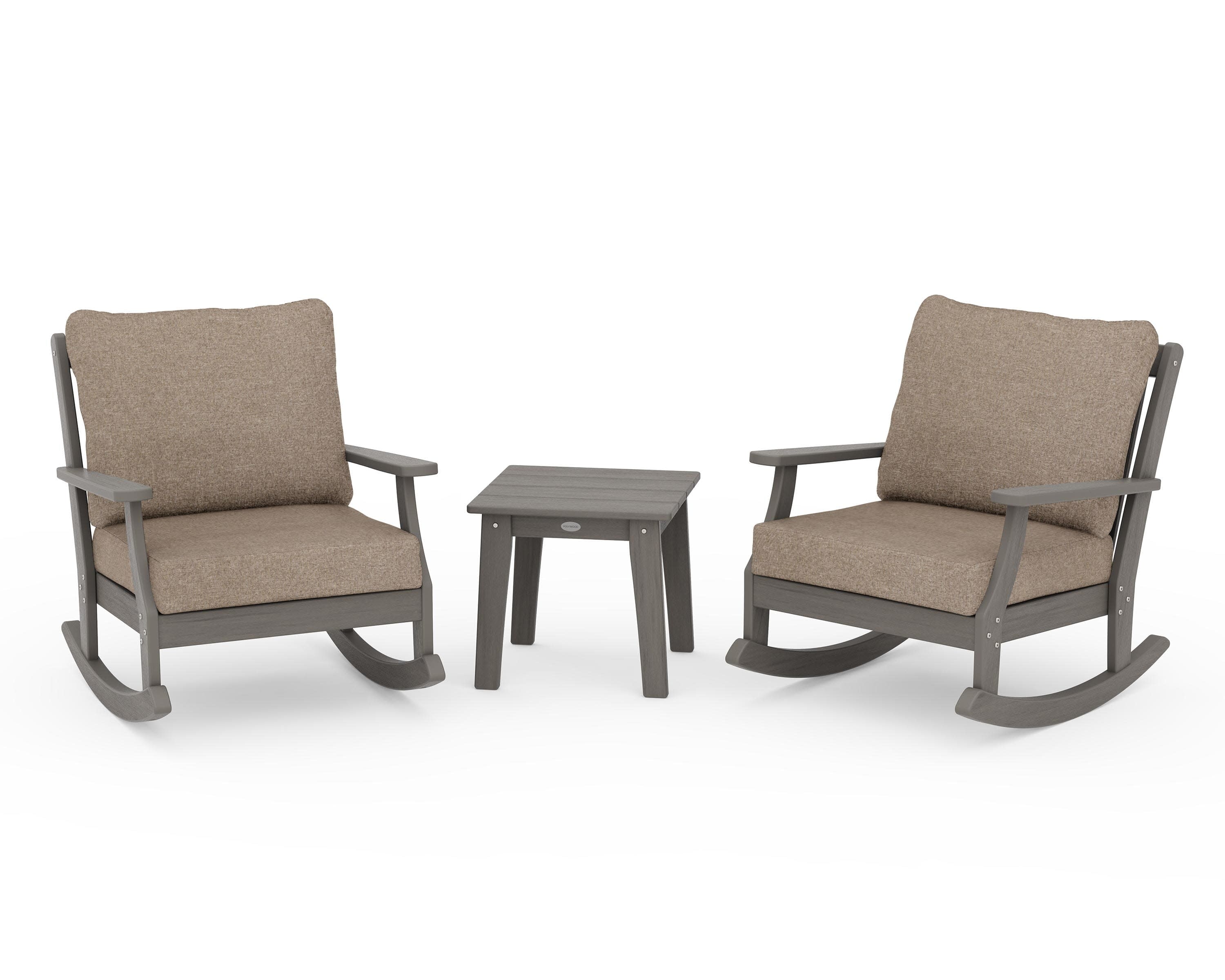 Braxton 3-Piece Deep Seating Rocker Set in Driftwood / Spiced Burlap