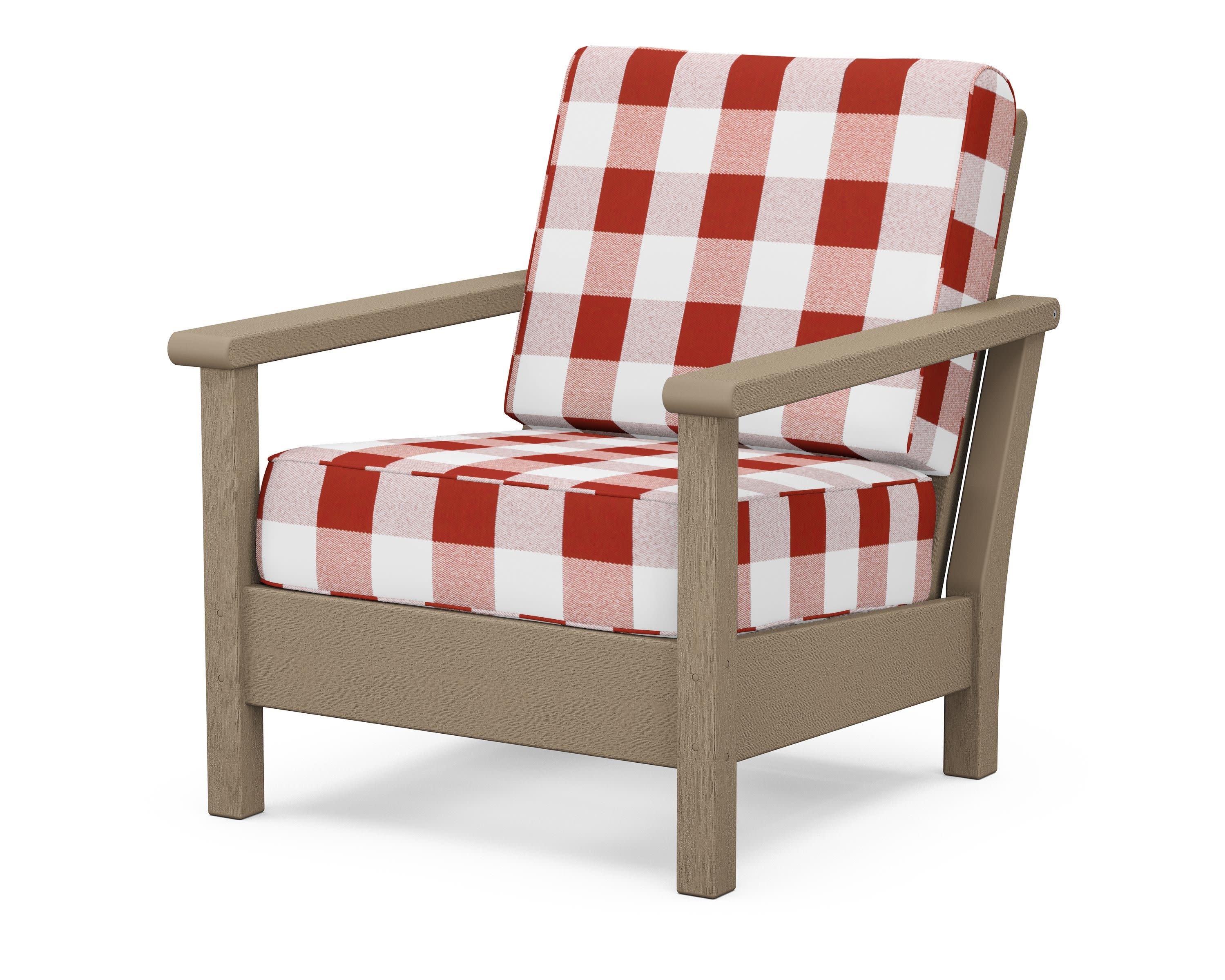 Harbour Deep Seating Chair in Vintage Sahara / Buffalo Plaid Crimson