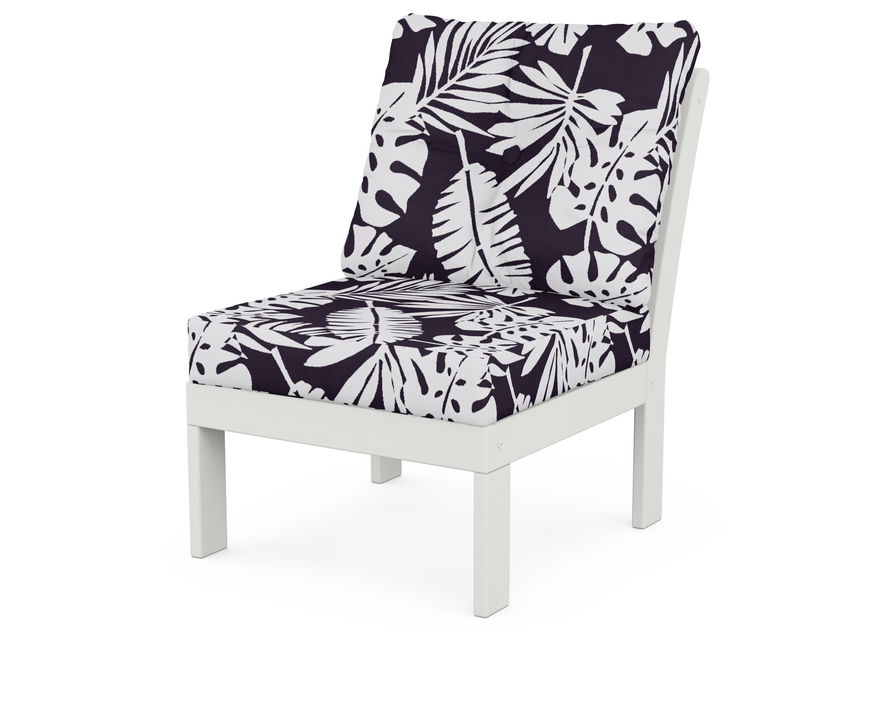 Vineyard Modular Armless Chair in Vintage White / Leaf Navy
