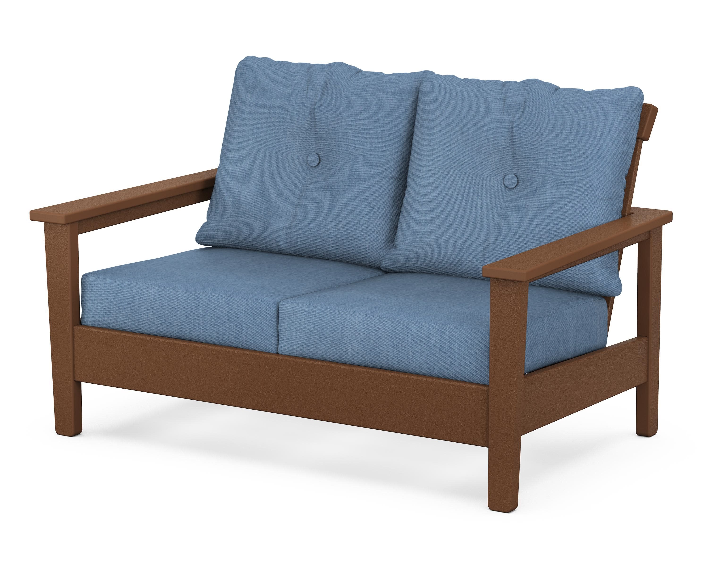 Prescott Deep Seating Loveseat in Teak / Sky Blue