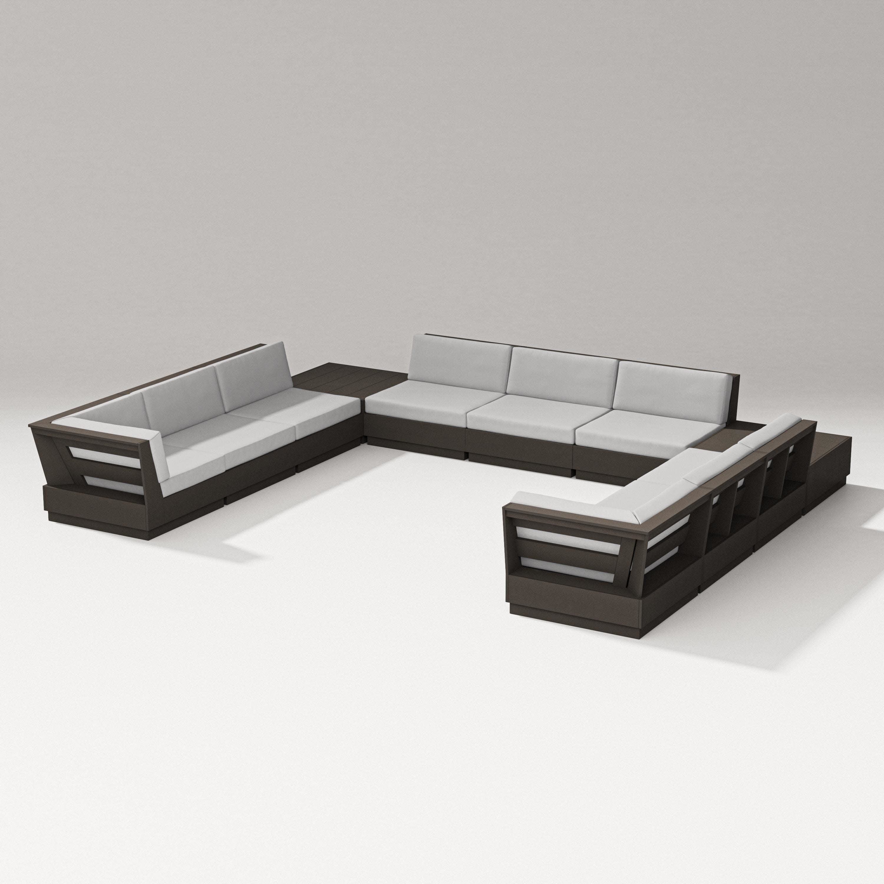 Elevate 11-Piece U-Shaped Sofa Sectional in Vintage Coffee / Diamond in the Rough