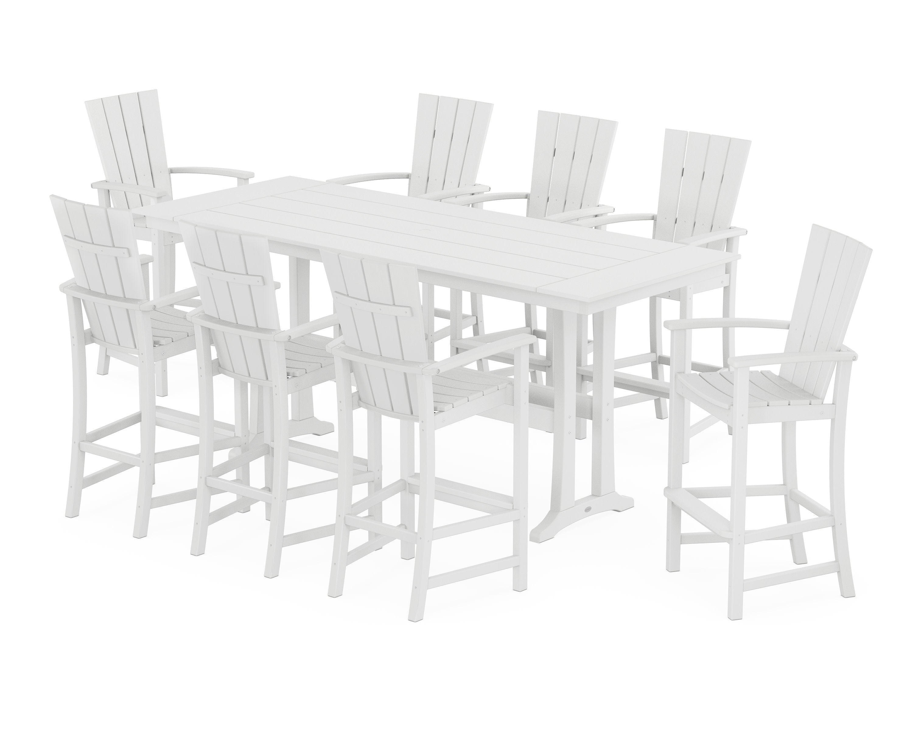 Quattro Adirondack 9-Piece Farmhouse Bar Set with Trestle Legs in White