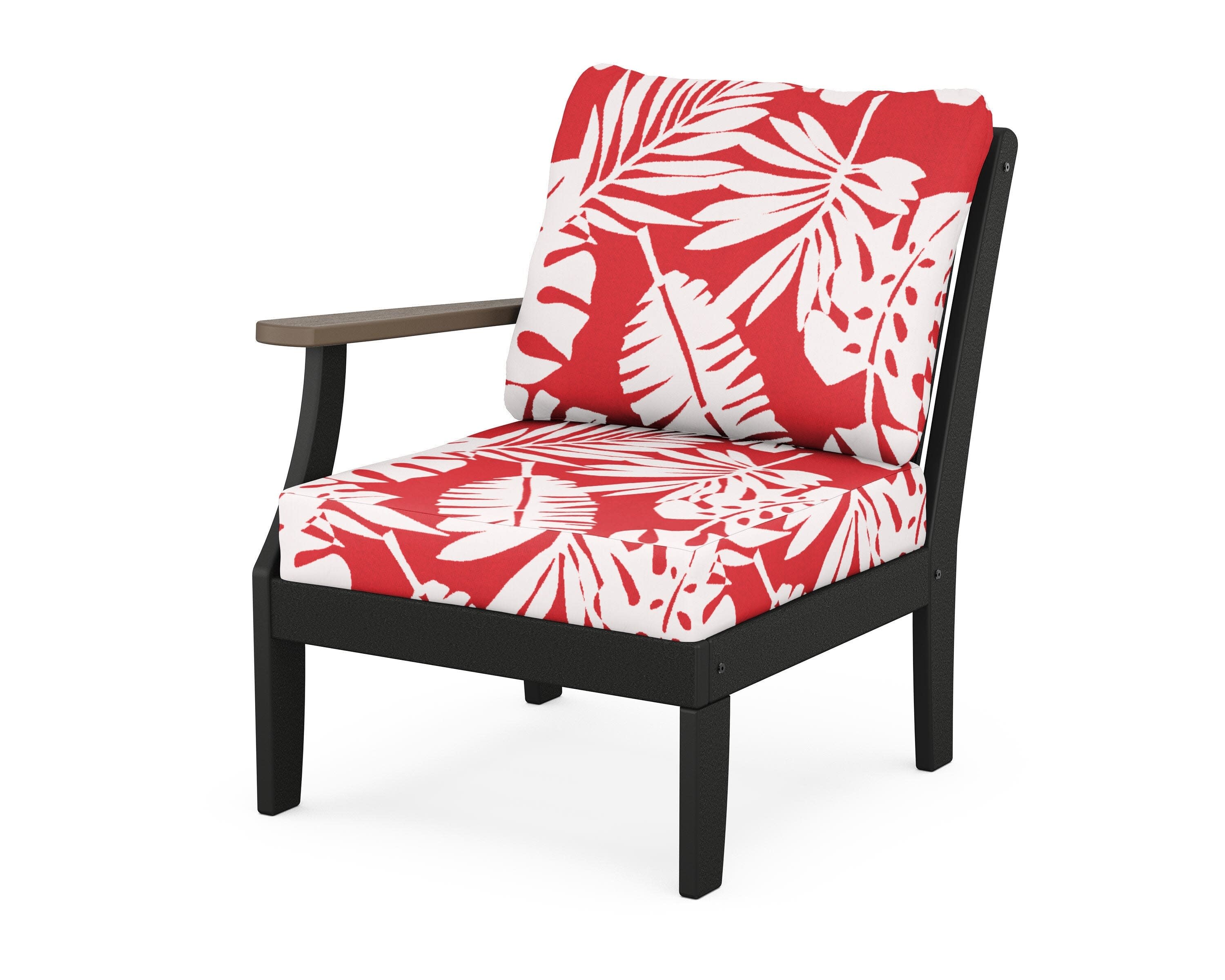 Braxton Modular Left Arm Chair in Black / Kona / Leaf Crimson