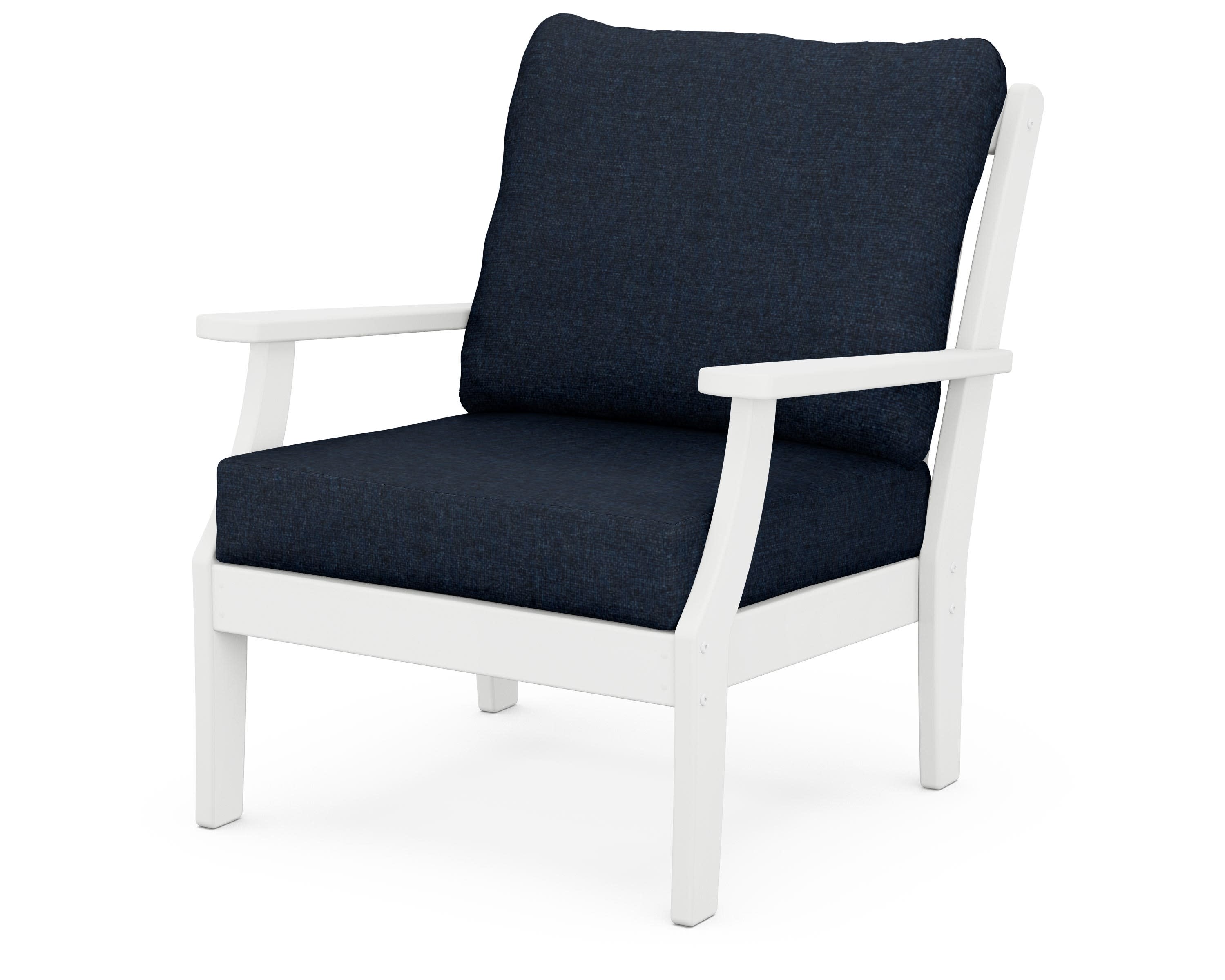 Braxton Deep Seating Chair in White / Marine Indigo