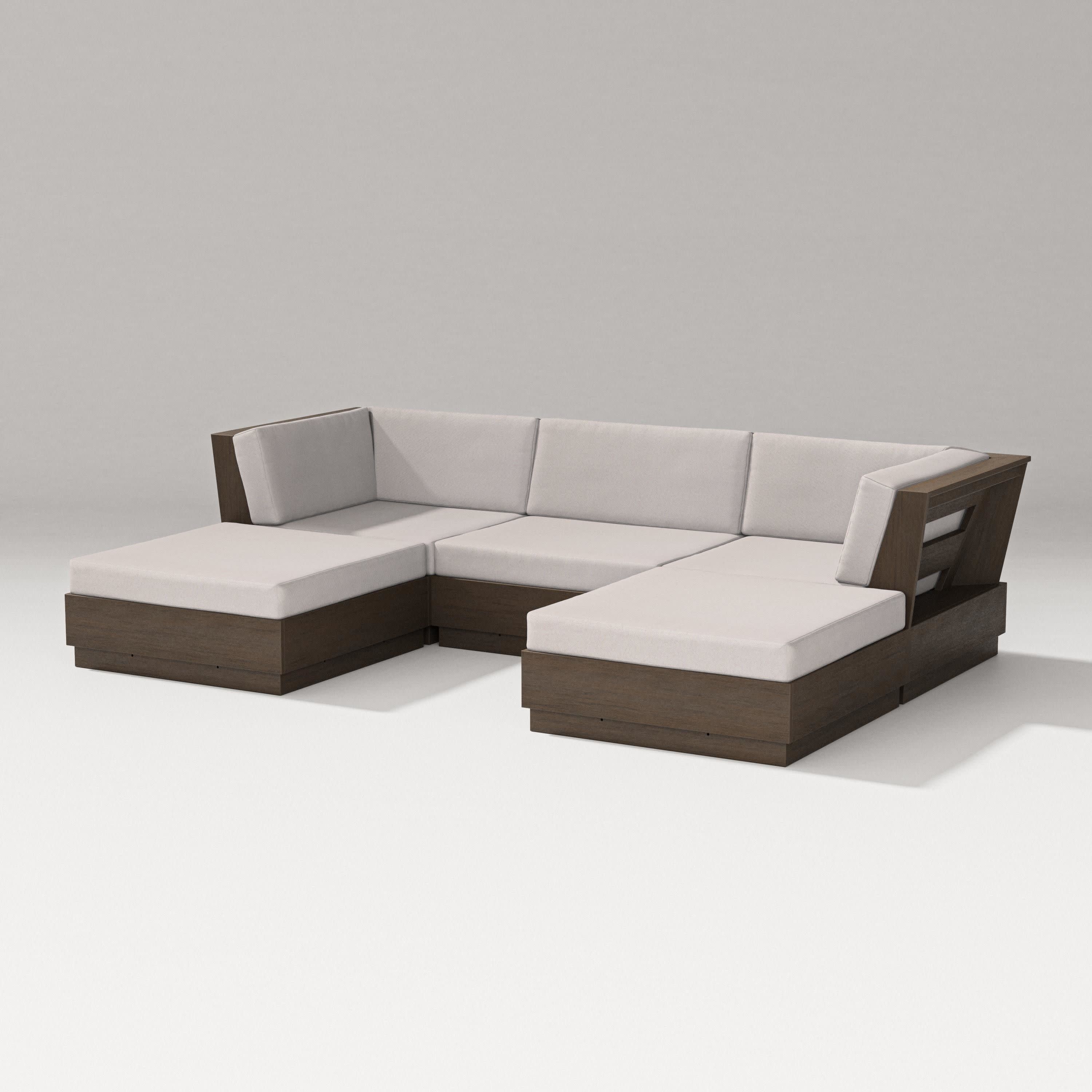 Elevate Double Chaise Sectional in Kona / Dune Burlap