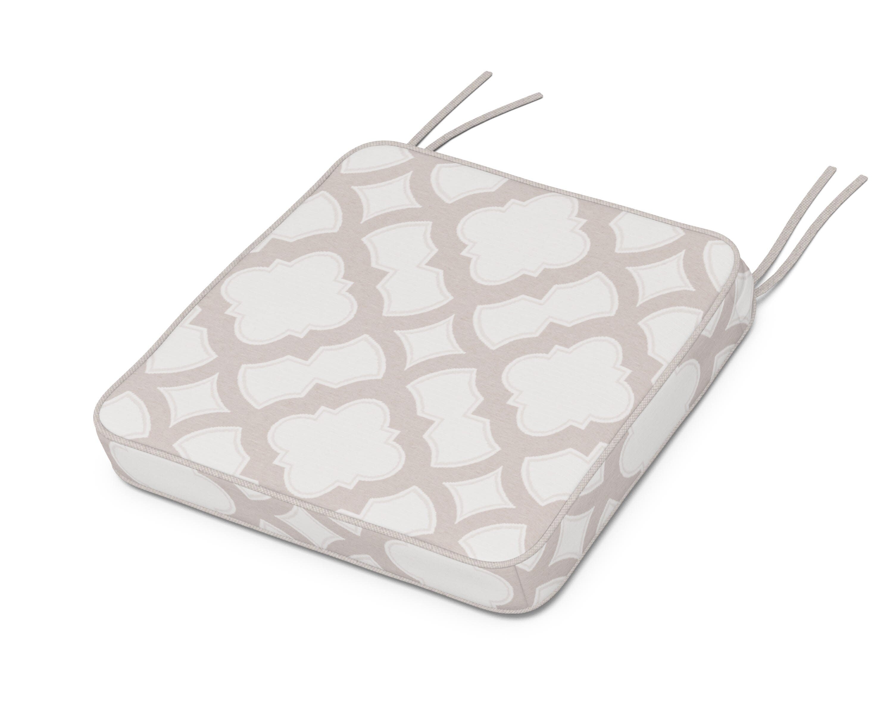 Chinoiserie Side Chair Seat Cushion in Trellis Dune Burlap